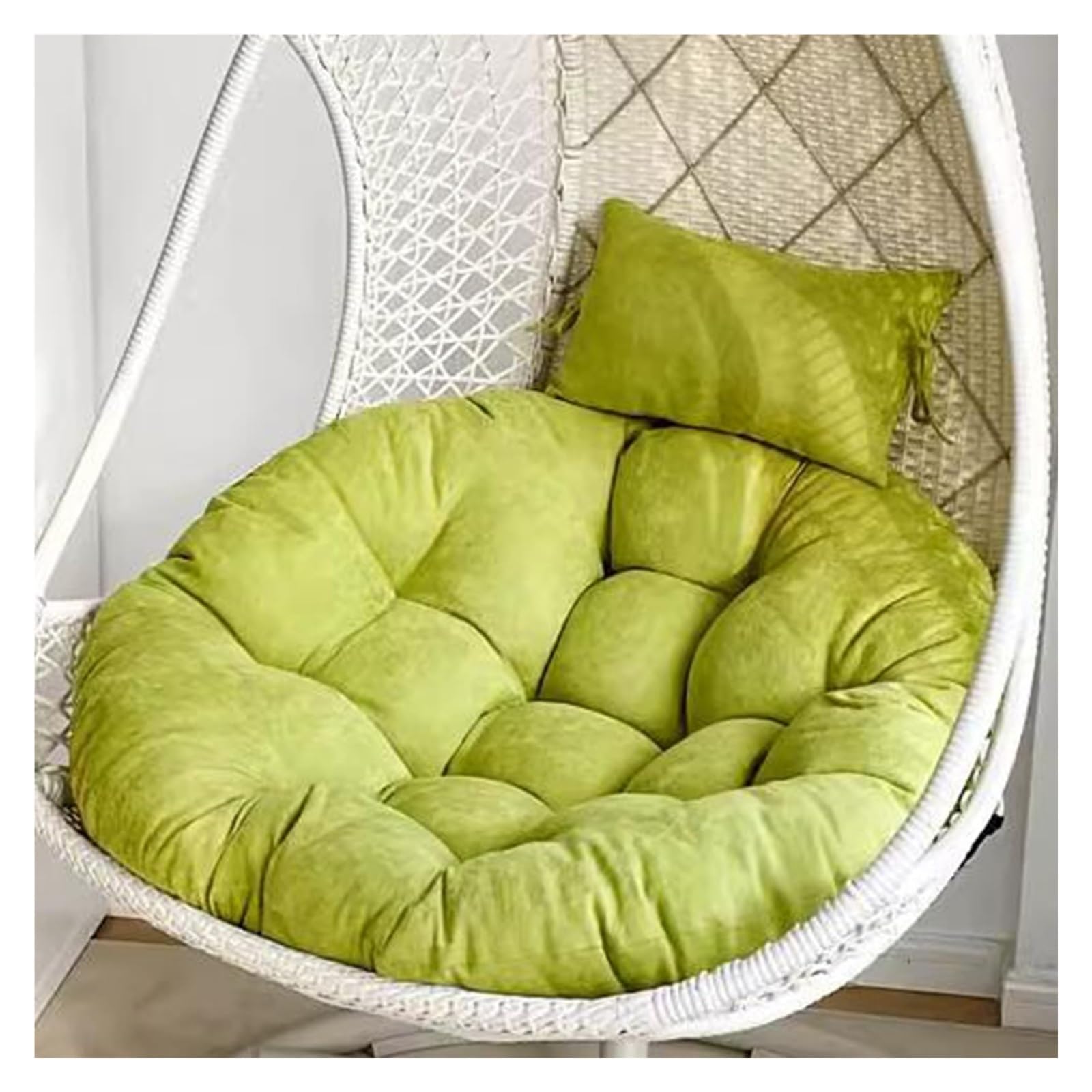 Meiiron Hanging Egg Chair Cushions, Patio Wicker Hanging Swing Chair Resistant Seat Pad Portable Foldable Seat Basket Cushions for Garden Basket Chair Seat(Green)