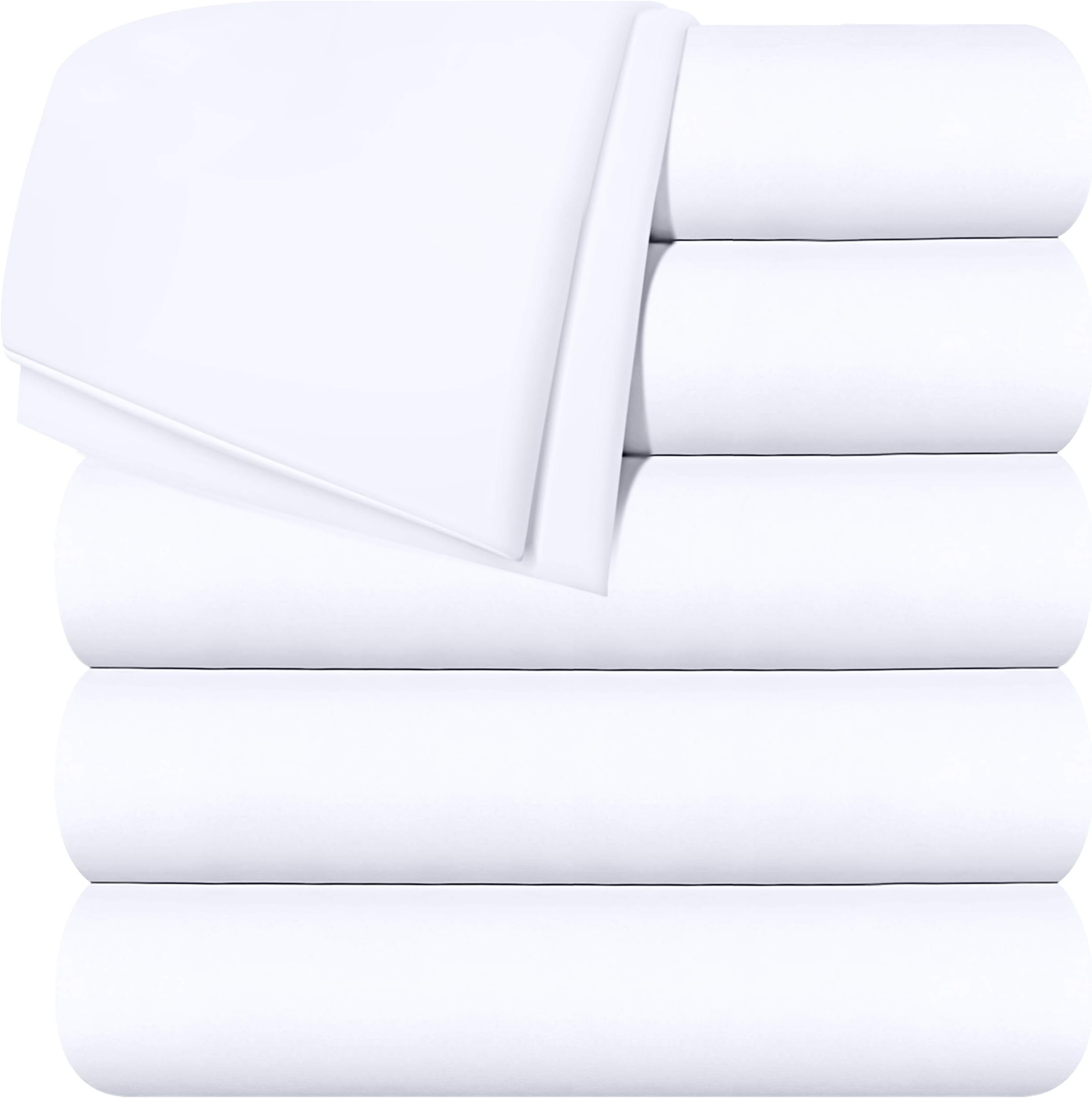 Utopia Bedding Flat Sheets - Pack of 20 - Soft Brushed Microfiber Fabric - Shrinkage & Fade Resistant Top Sheet - Easy Care (Full, White)