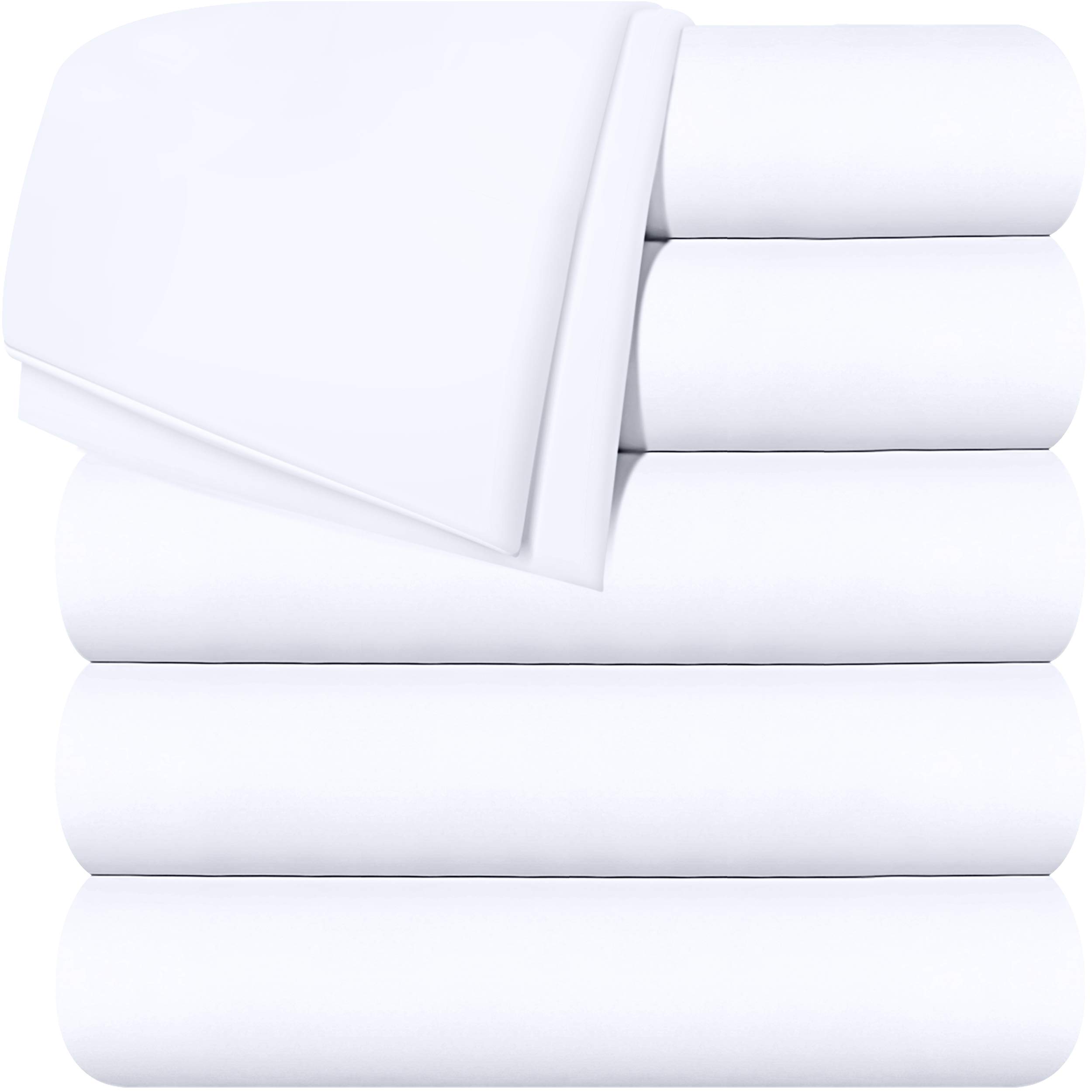 Utopia Bedding Flat Sheets - Pack of 6 - Soft Brushed Microfiber Fabric - Shrinkage & Fade Resistant Top Sheets - Easy Care (Twin XL, White)