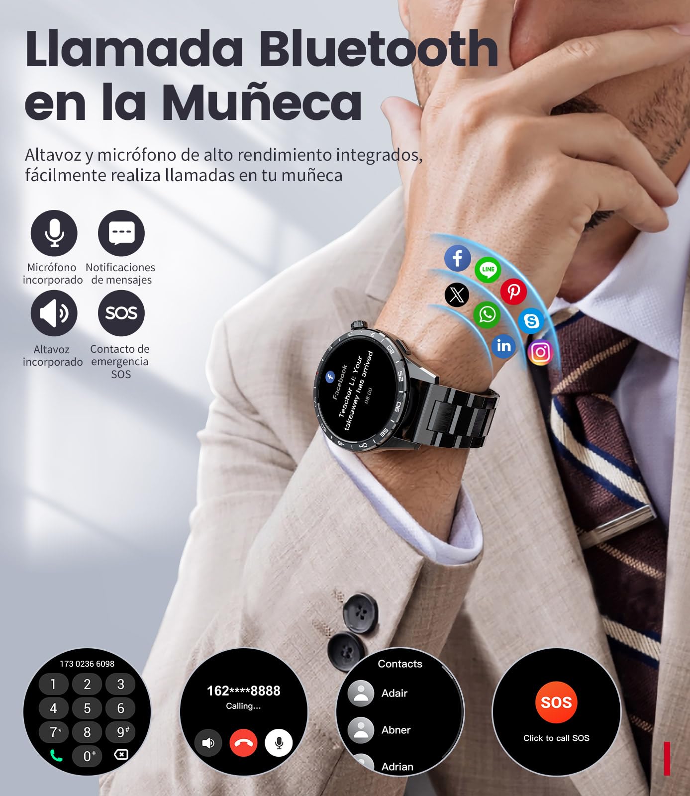 LIGE Smartwatch Uomo con 3 Cinturini, Batteria 400mAh 1.43" HD AMOLED Orologio Smartwatch con Chiamate Bluetooth, 113 Modalità Sport, 24H Cardiofrequenzimetro Sonno, IP68 Smart Watch per Android iOS