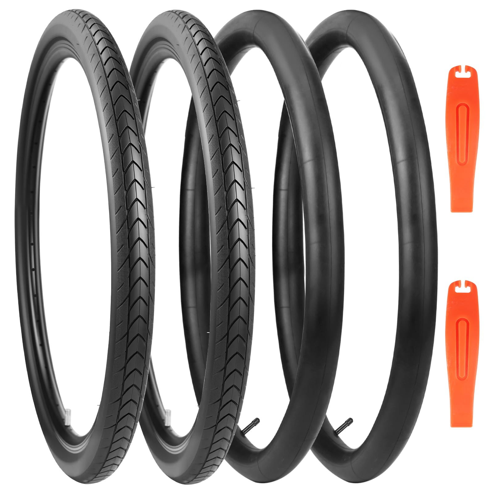 Lot de 2 pneus de vélo 27,5 x 1,75 pouces 2 pneus + 2 chambres à air + 2 leviers de montage – Kit complet de pneus de VTT – Convient pour VTT, vélo électrique, vélo de trekking, vélo de ville