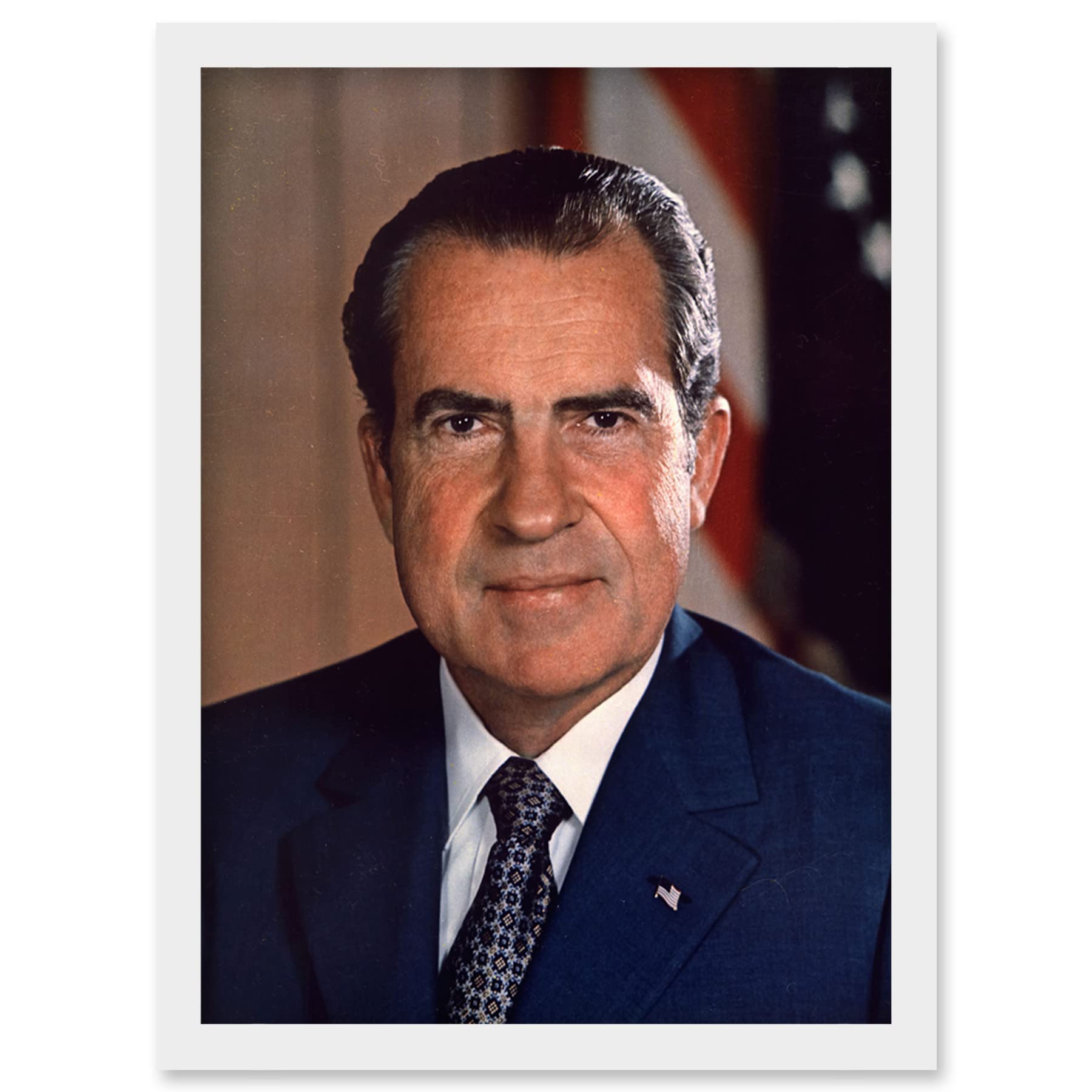Artery8 US President Richard Nixon Portrait Photo Artwork Framed Wall Art Print A4