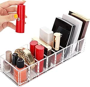 透明アクリルメイク8コンパートメントパウダーアイシャドウ収納ボックスコンパクトホルダーラック化粧品主催メイクアクセサリ