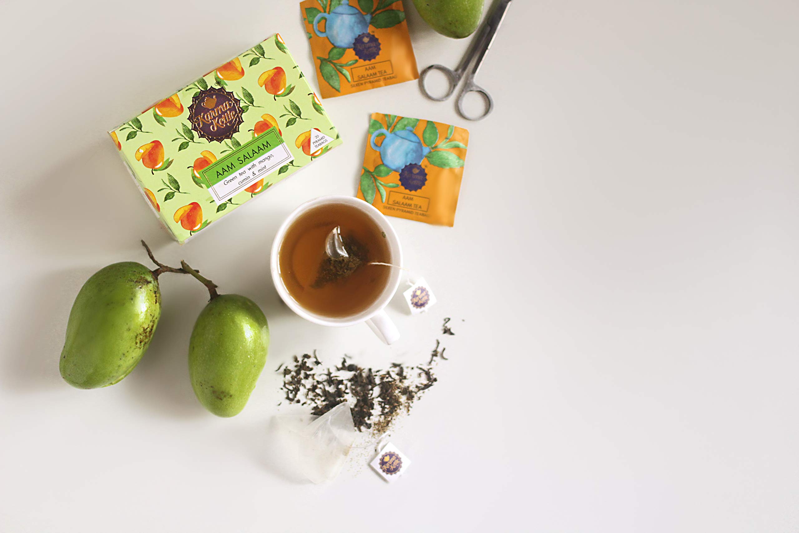Karma Kettle Karma Kettle, Aam Salaam- Mango Tea, Black Tea with Mangoes & Cumin, Fruit Tea, Healthy and Delicious, No Added Sugar, Low in Calories, 20 Pyramid Teabags, 530 g - Image 3 thumbnail
