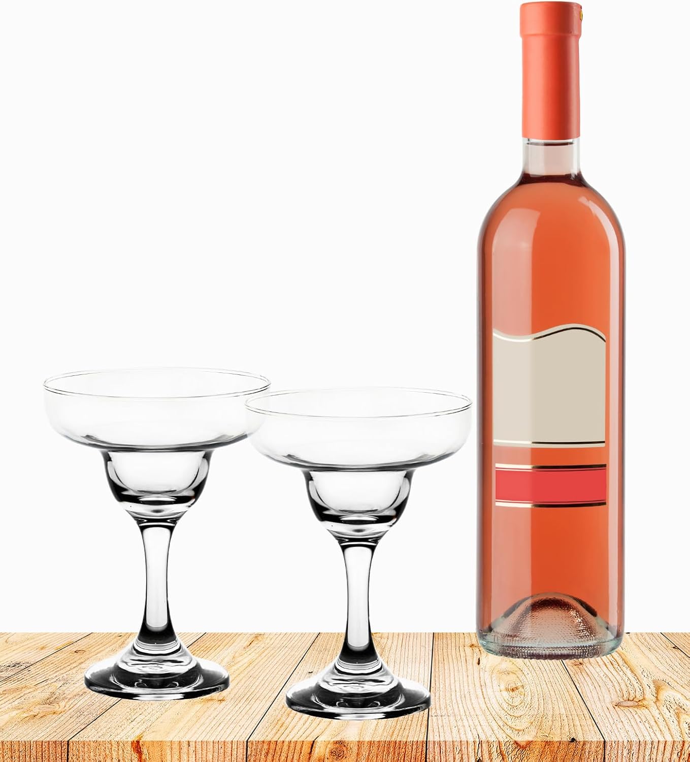 Elegant Margarita Glasses, 7 Ounce - Set of 6, Transparent Coupe Glassware - Crystal Clear Glass with Stem for Sparkling Wine, Cocktails and Mocktails - Bartender Glasses for Bar and Party