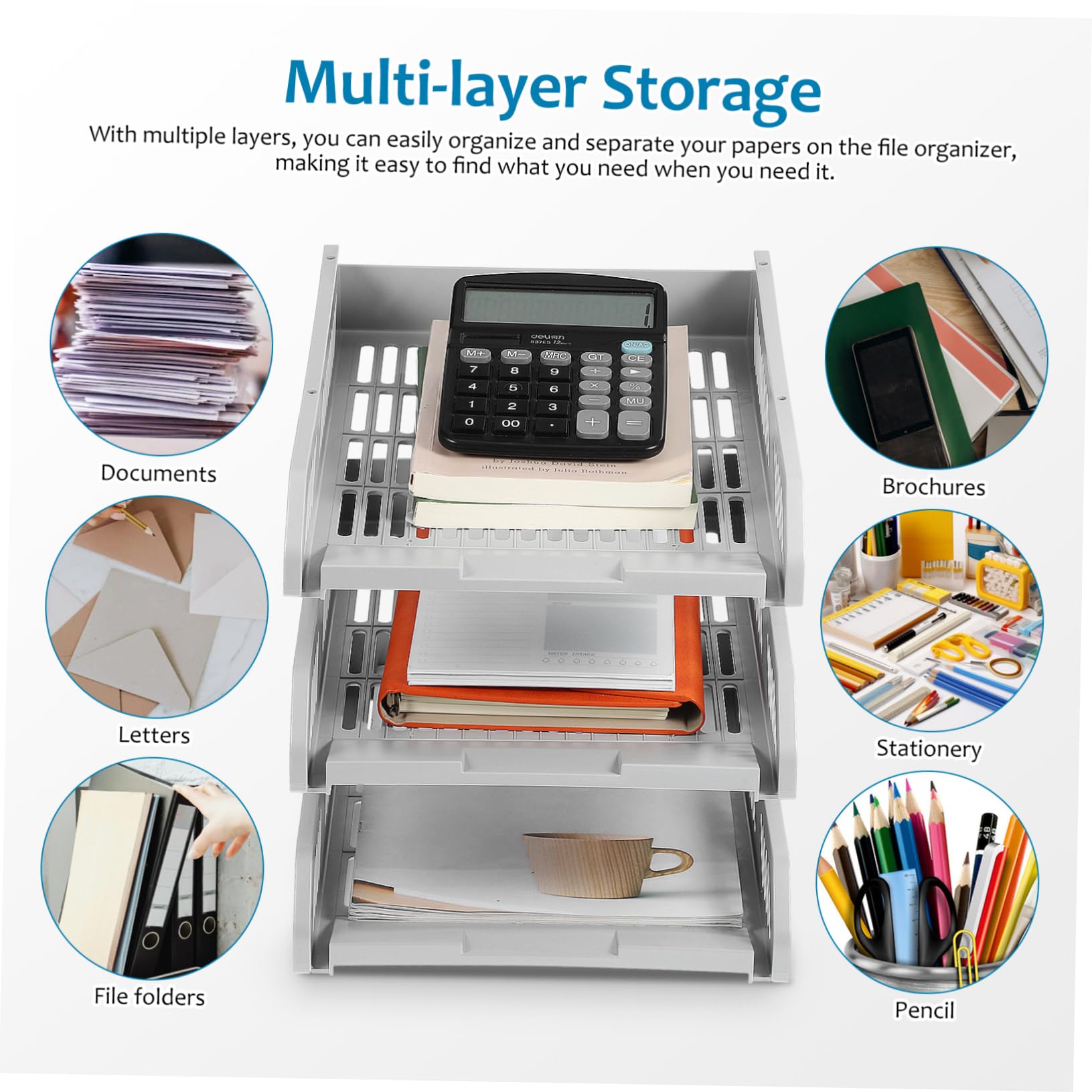 Angoily Organisateur de Documents Horizontal à Plusieurs Support pour Dossiers Rangement Accessoire