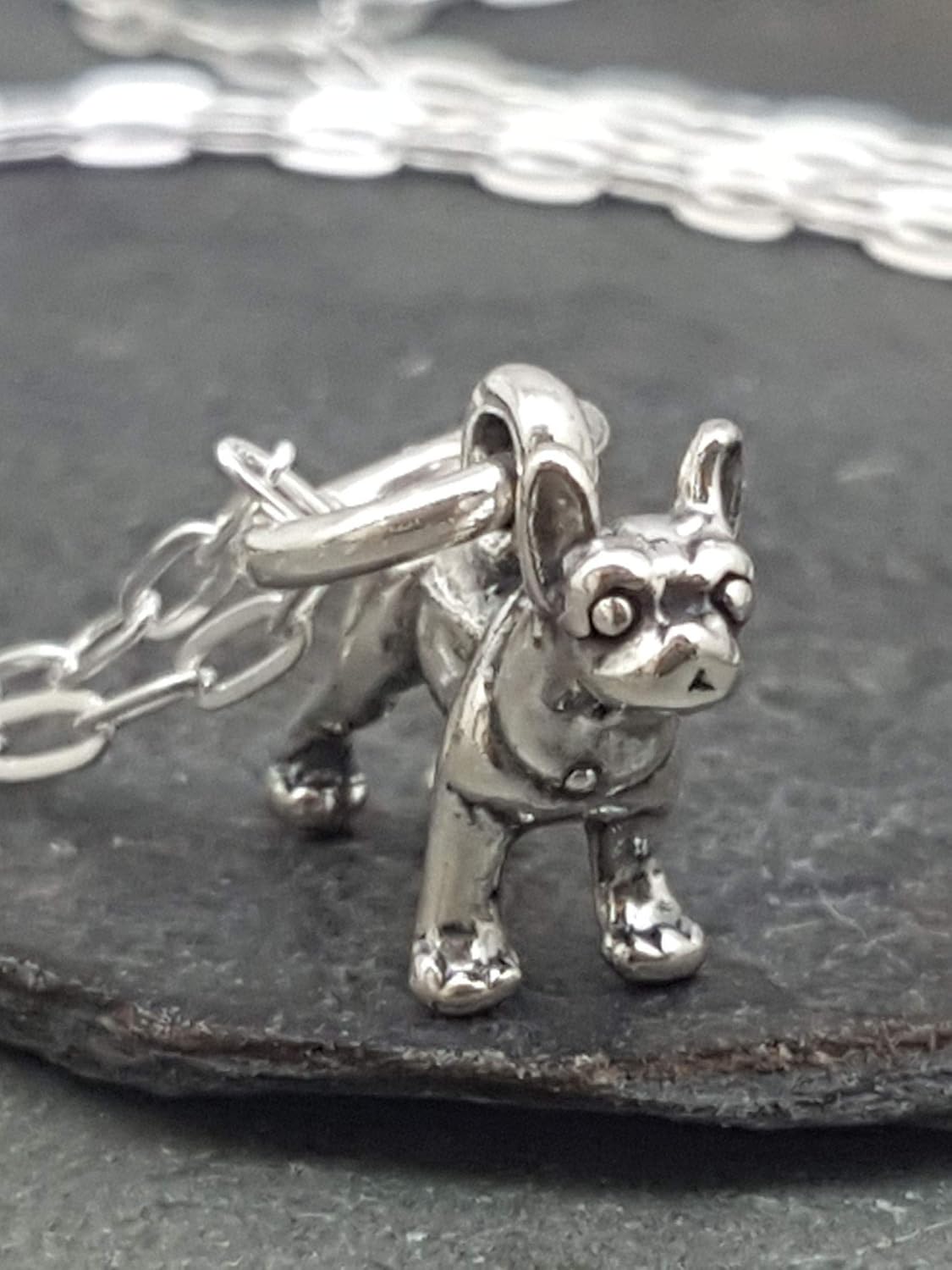 EnCharmed Sterling Silver Tiny Boston Terrier Dog 3D Charm Necklace, 18" - Image 3