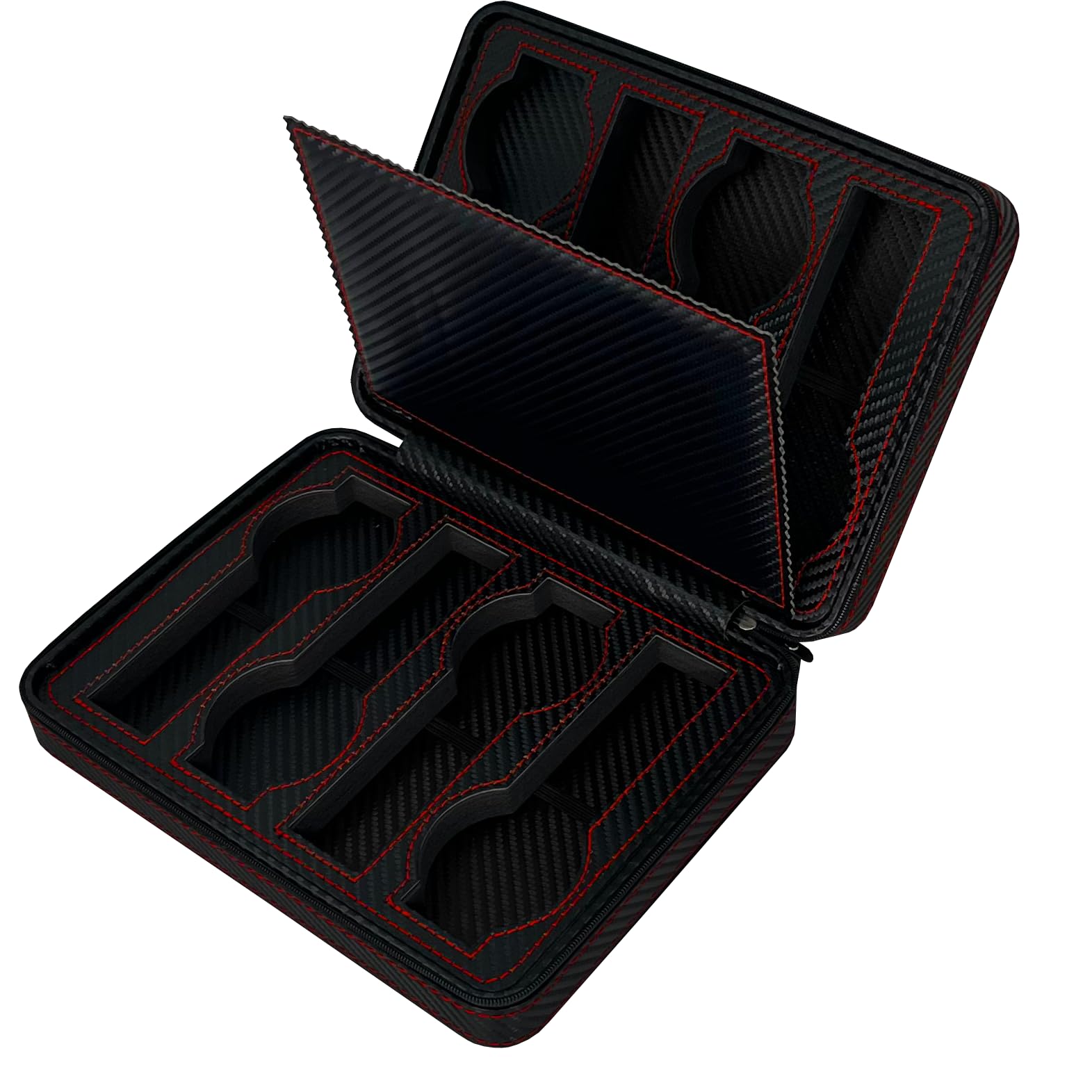 MR Maestro Relojero - Astuccio Porta 8 Orologi in Fibra di Carbonio PU | Contenitore ZIP Viaggio | Cassetto Porta Orologi | Chiusura a Cerniera