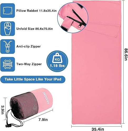 Miniatura 2 de JAICOM Sleeping Bag Liner, Travel Sheets & Adult Sleep Sack, Ultralight and Portable Summer Sleeping Bag - Ideal for Backpacking, Hotels and