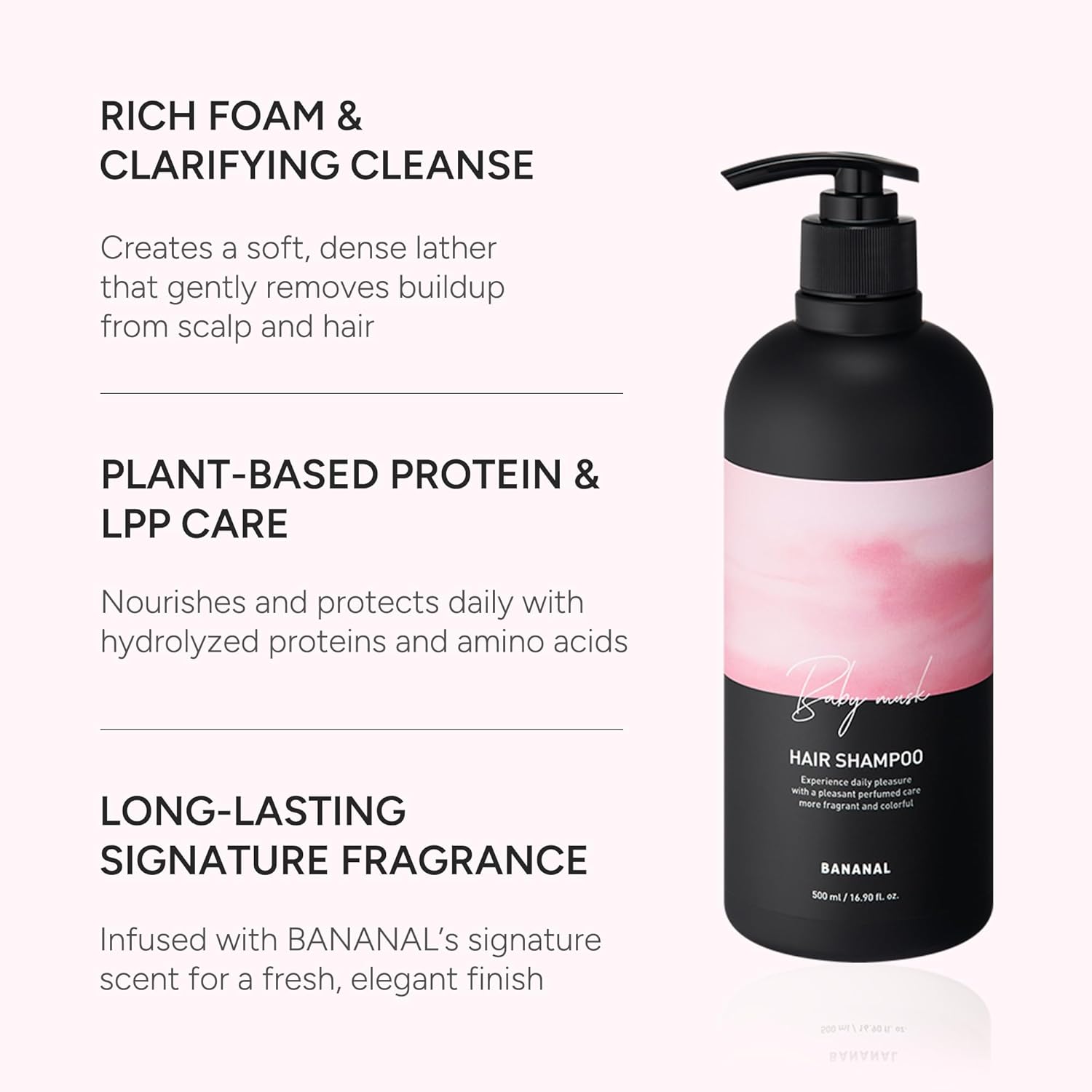 Korean Shampoo with Rosemary – Sulfate, Silicone & Paraben-Free Scalp Care Formula – Strengthens, Hydrates & Refreshes Hair with Proteins & Botanical Extracts – Baby Musk, 500ml / 13.5 fl oz - Image 2