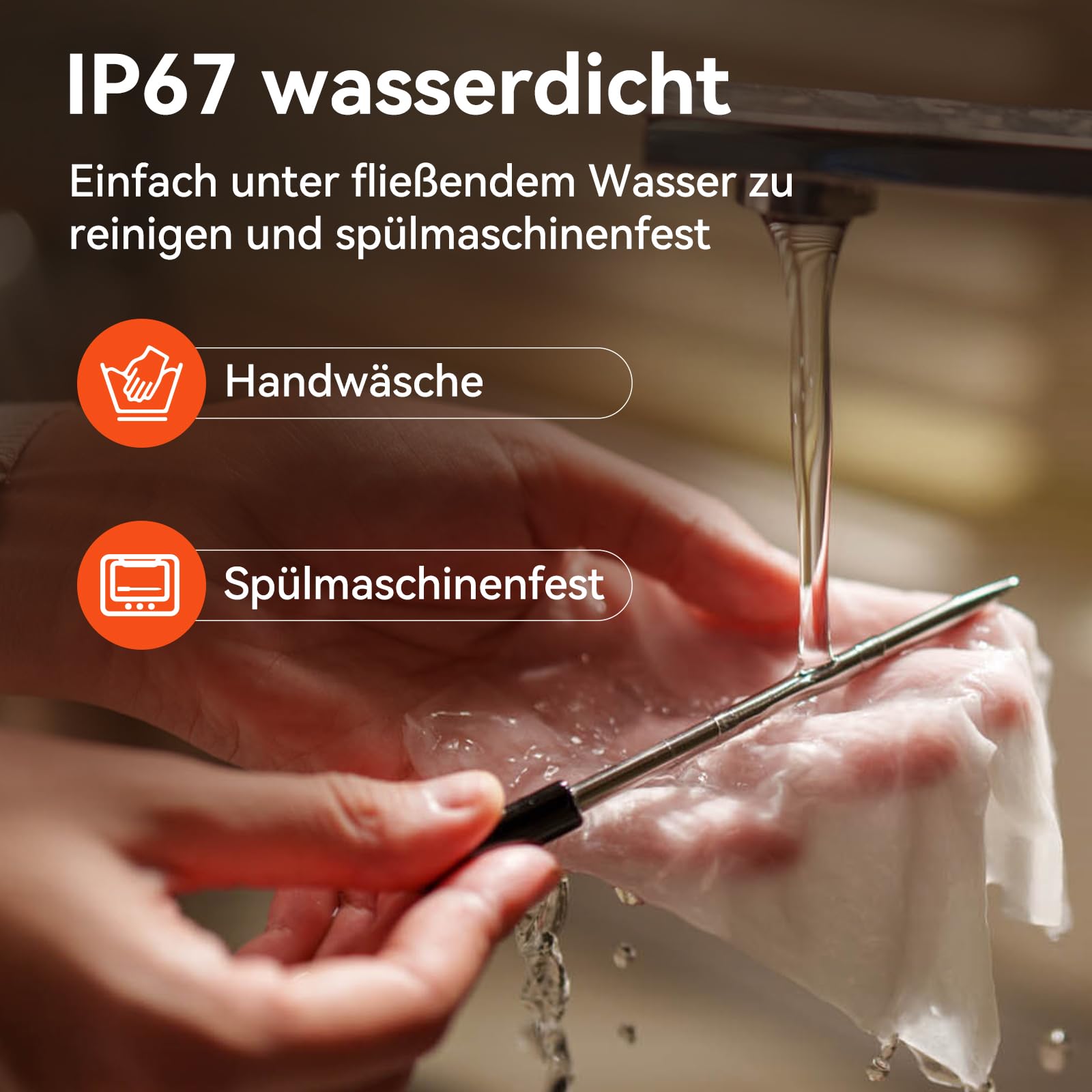 Pro Fleischthermometer Kabellos mit WLAN und Bluetooth, App-Überwachung mit Timer und Alarm, IP67 wasserdicht und ölbeständig, kabelloses Fleischthermometer für BBQ, Backofen, Grill, Küche