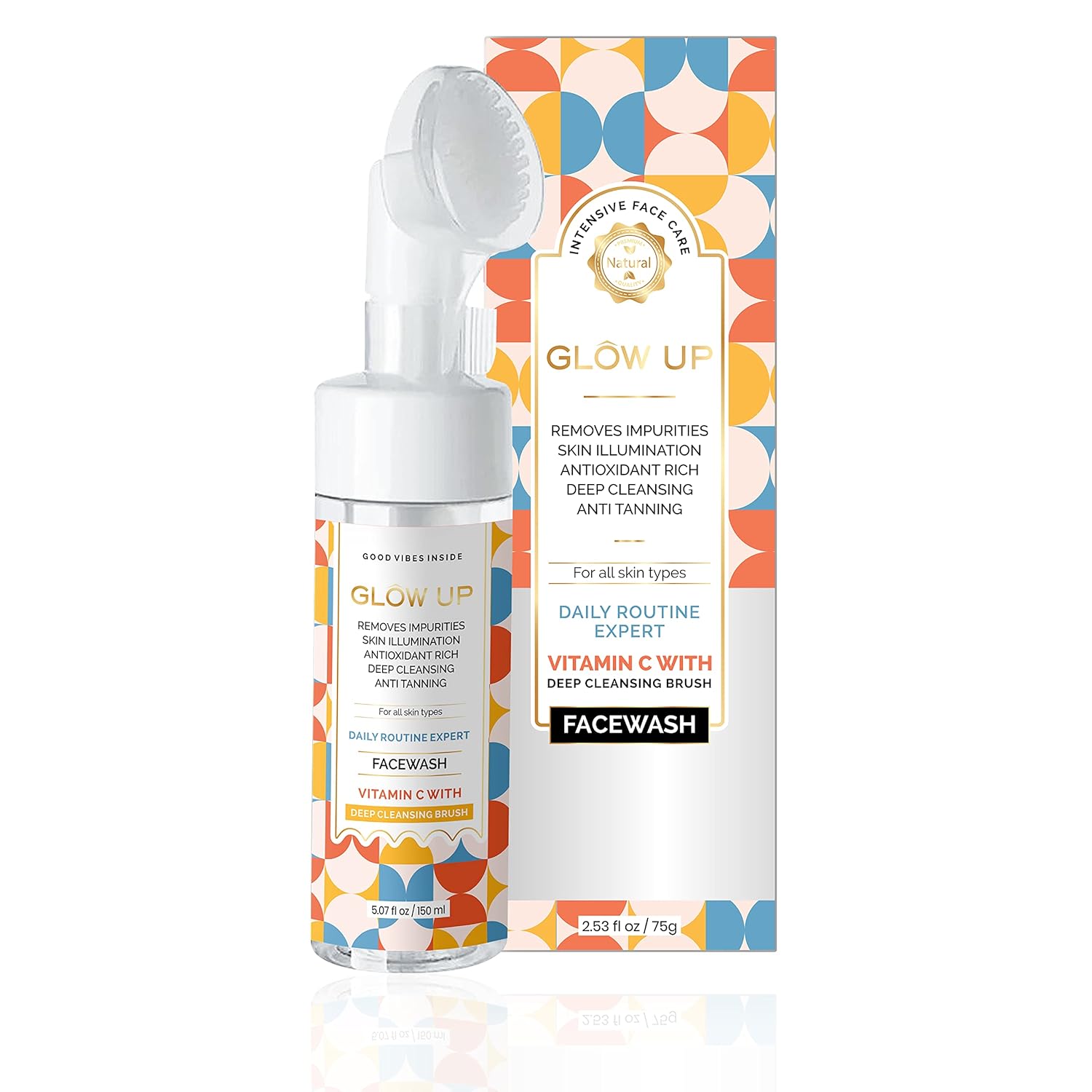 Glow Up Vitamin C Foaming Face Wash with Brush 150ml Removes