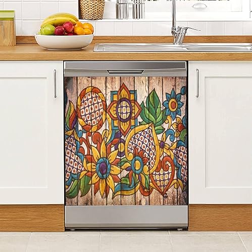 Miniatura 1 de Cubierta magnética para lavavajillas, talavera mexicana, decoración de granja con calcomanías magnéticas para refrigerador, cubierta decorativa para