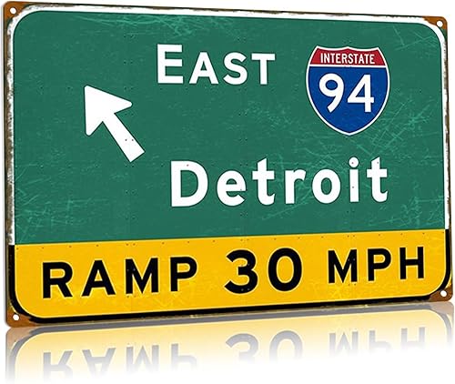 Miniatura 8 de Letrero de metal retro East Detroit Interstate 94, señalización de dirección de señalización de carretera, letrero de indicación de dirección