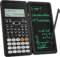 ROATEE 991ES Scientific Calculator with Notepad: 417 Functions, 4-Line Display, Solar Power, Erasable LCD Tablet for Students