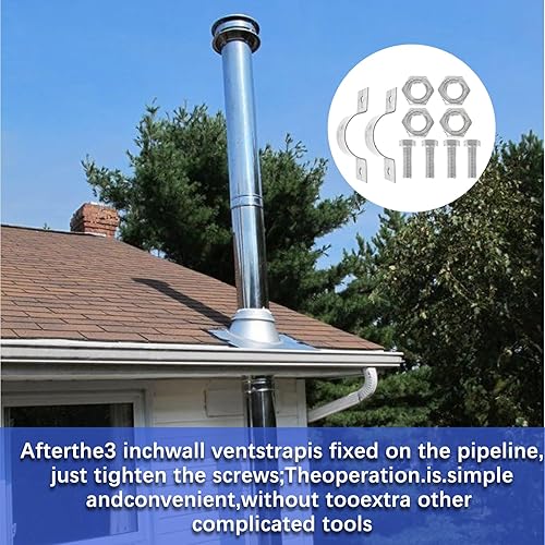 Miniatura 6 de 2 Pack 3 Inch Pipe Chimney Adjustable Wall Strap Pipe Bracket Clamp Pipe Strap