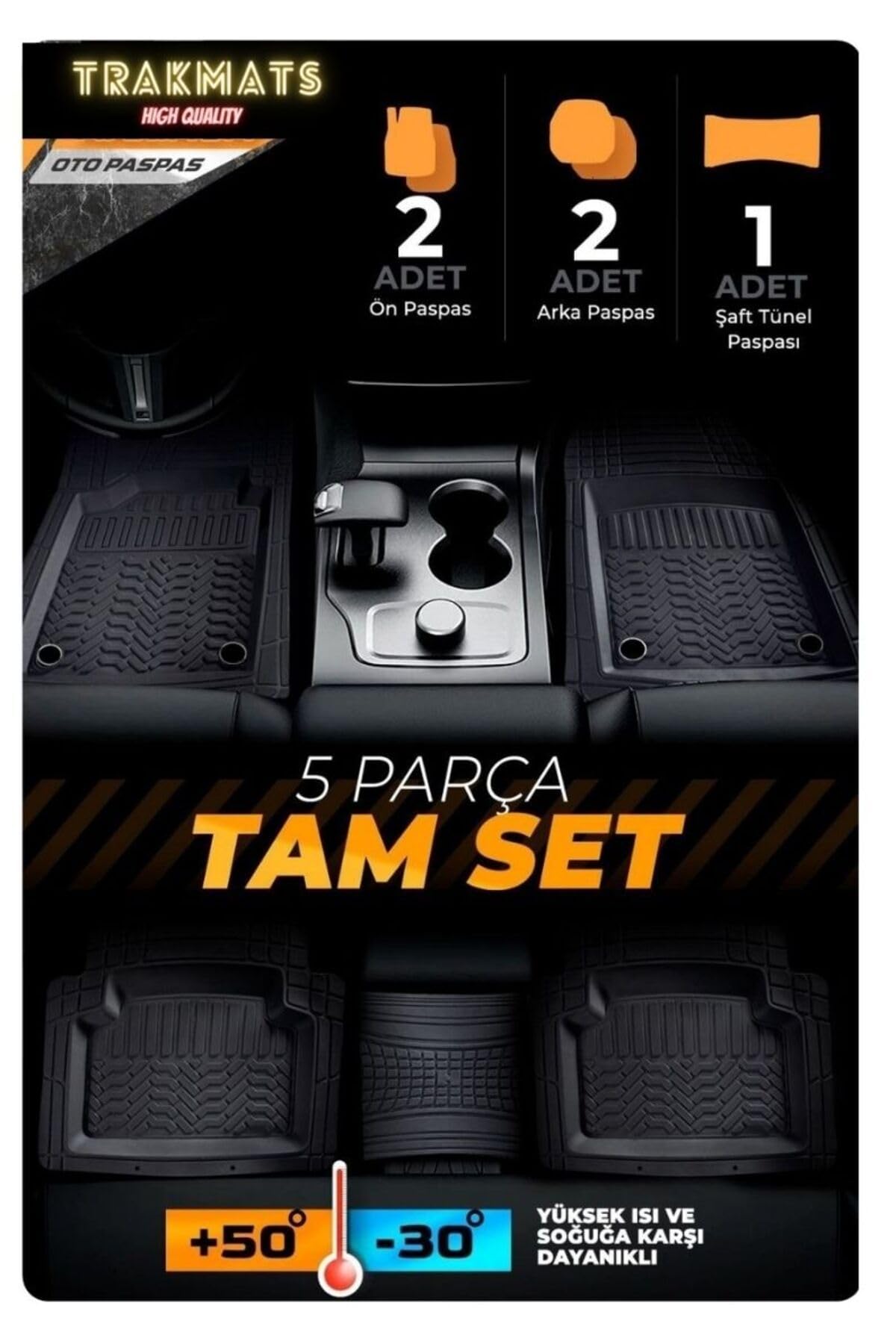 TRAKMATS (kyb18267) 2015 4D UNİVERSAL ESTETİK VE KONFORLU OTO PASPAS ADK SİYAH Kia Sorento ile uyumlu