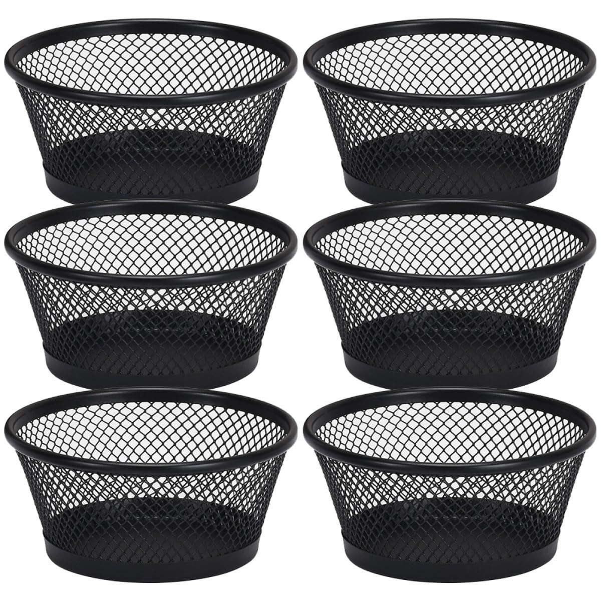 ifundom Porta Graffette Contenitore Organizer Set 6 Pezzi in Ferro Nero Resistente Ampia Apertura per Scrivania da Ufficio e Spazio di Lavoro