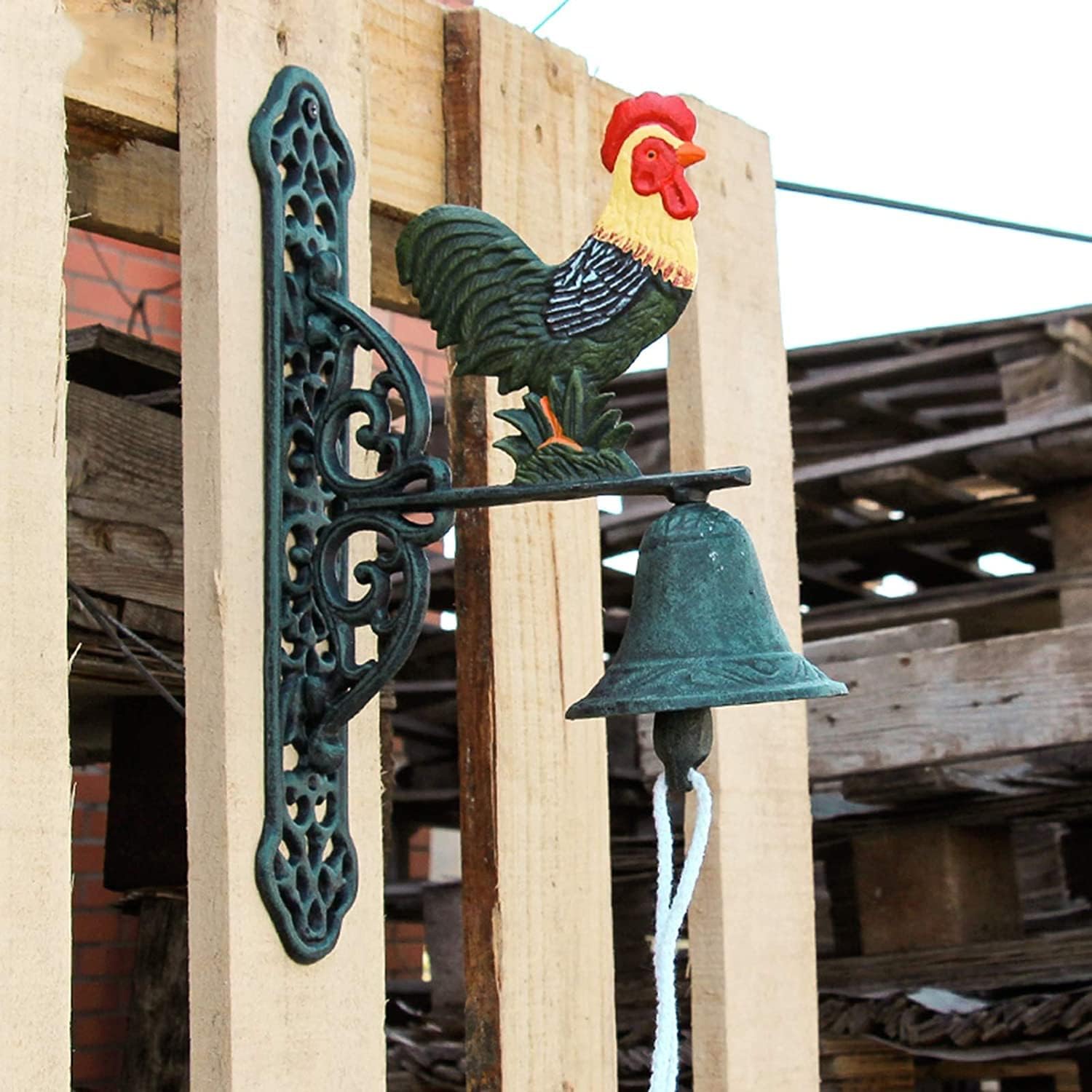 Cast Iron Doorbell Outside House Bird Rustic Metal Wall Mount Door Call Bell Farmhouse Style Classic Dinner Bell Wind Chime Hanging Ideal for Front Porch Antique Doorbell