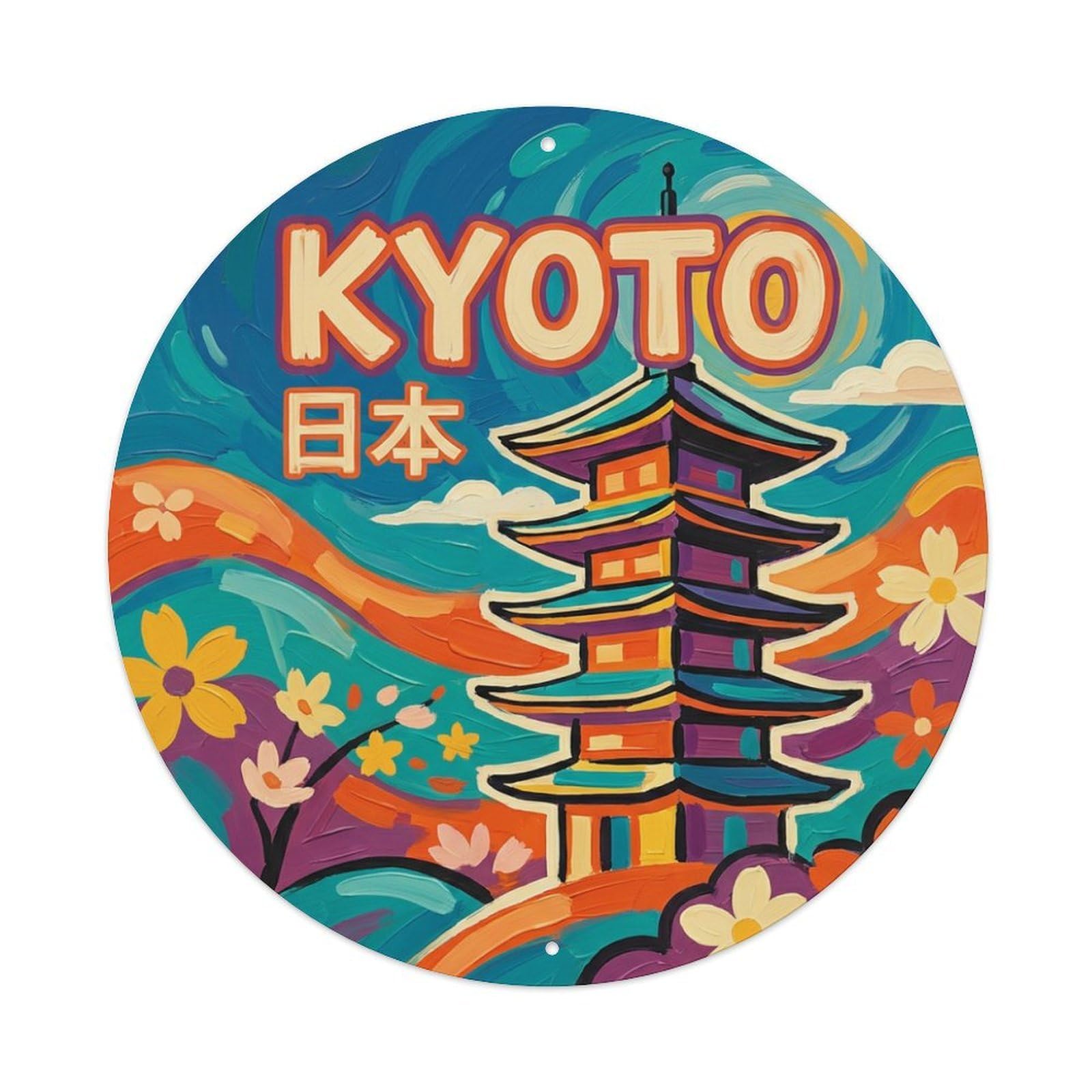 Vintage Travel Kyoto Japan Balance Metal Tin Sign