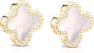 Four Leaf Clover Earrings for Women 18K Gold Plated Stainless Steel Lucky 4 Leaf Ear Studs Jewelry Gift Clover Dainty Stud Earrings Hypoallergenic Clover Stud Earrings