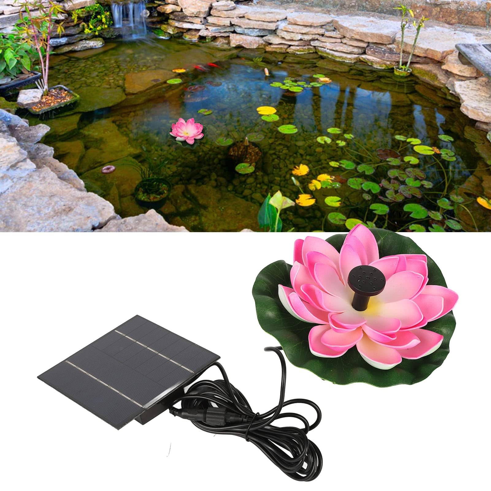 Pompa Solare per Fontana di Loto e Laghetto Giardino - Silenziosa ed Efficienti per Bagno Uccelli Esterno, Design Affidabile Uso Continuo Senza Rumore