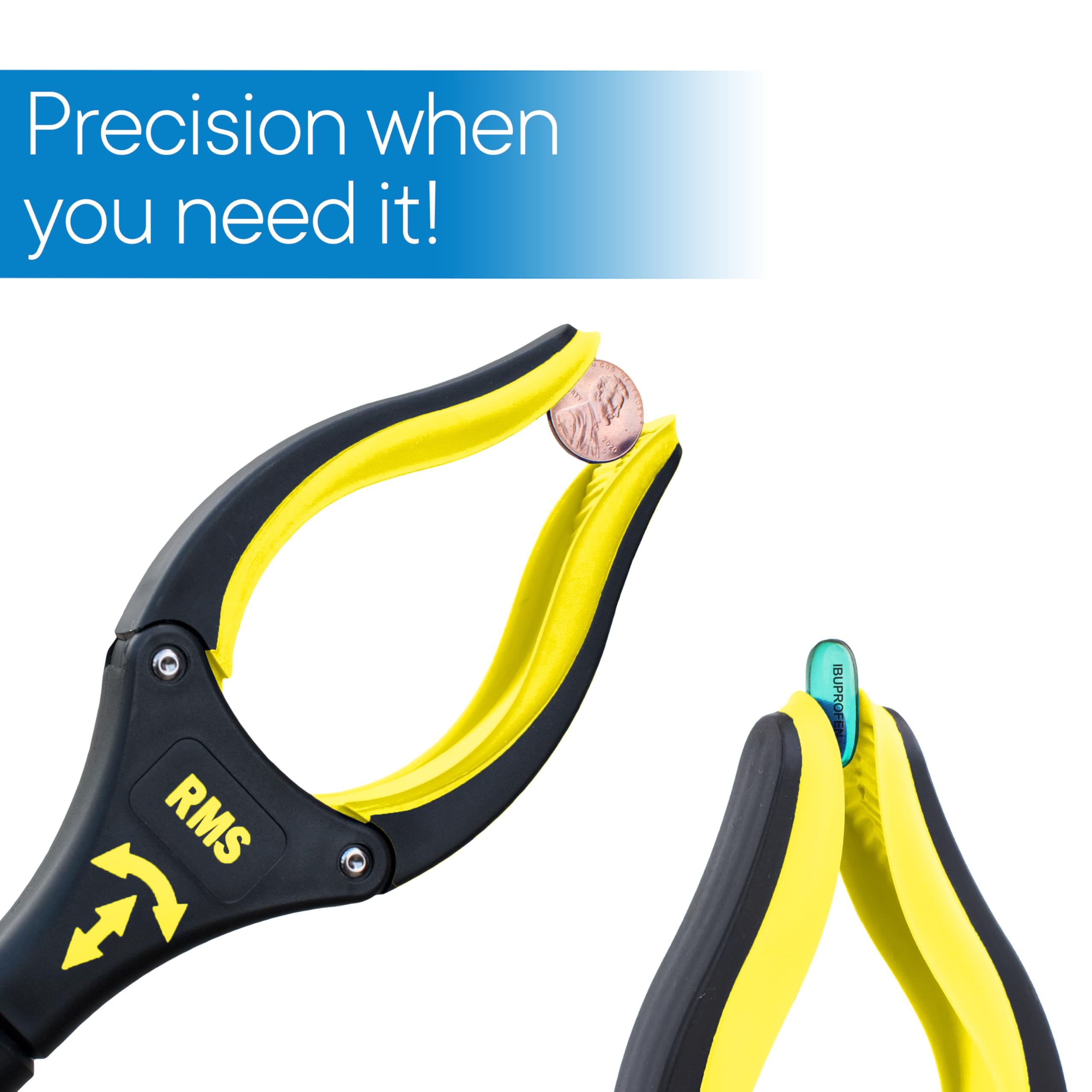 RMS 2 Pack 21 Inch Short Grabber Reacher with Rotating Jaw - Mobility Aid Reaching Assit Tool