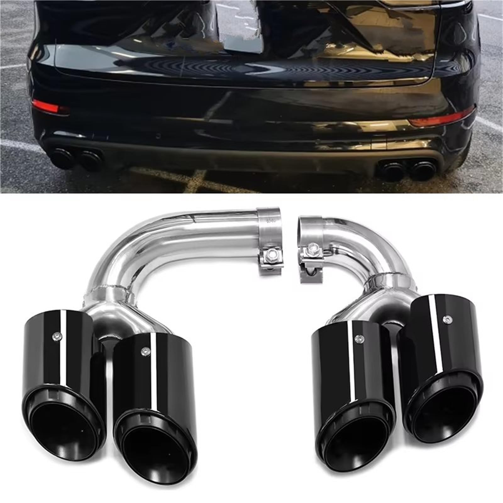 Tubo de Escape para Cayenne 9Y0 SUV 3.0 2018+ Gasolina Punta de Escape Tubo de Escape cudruple Gasolina Negro
