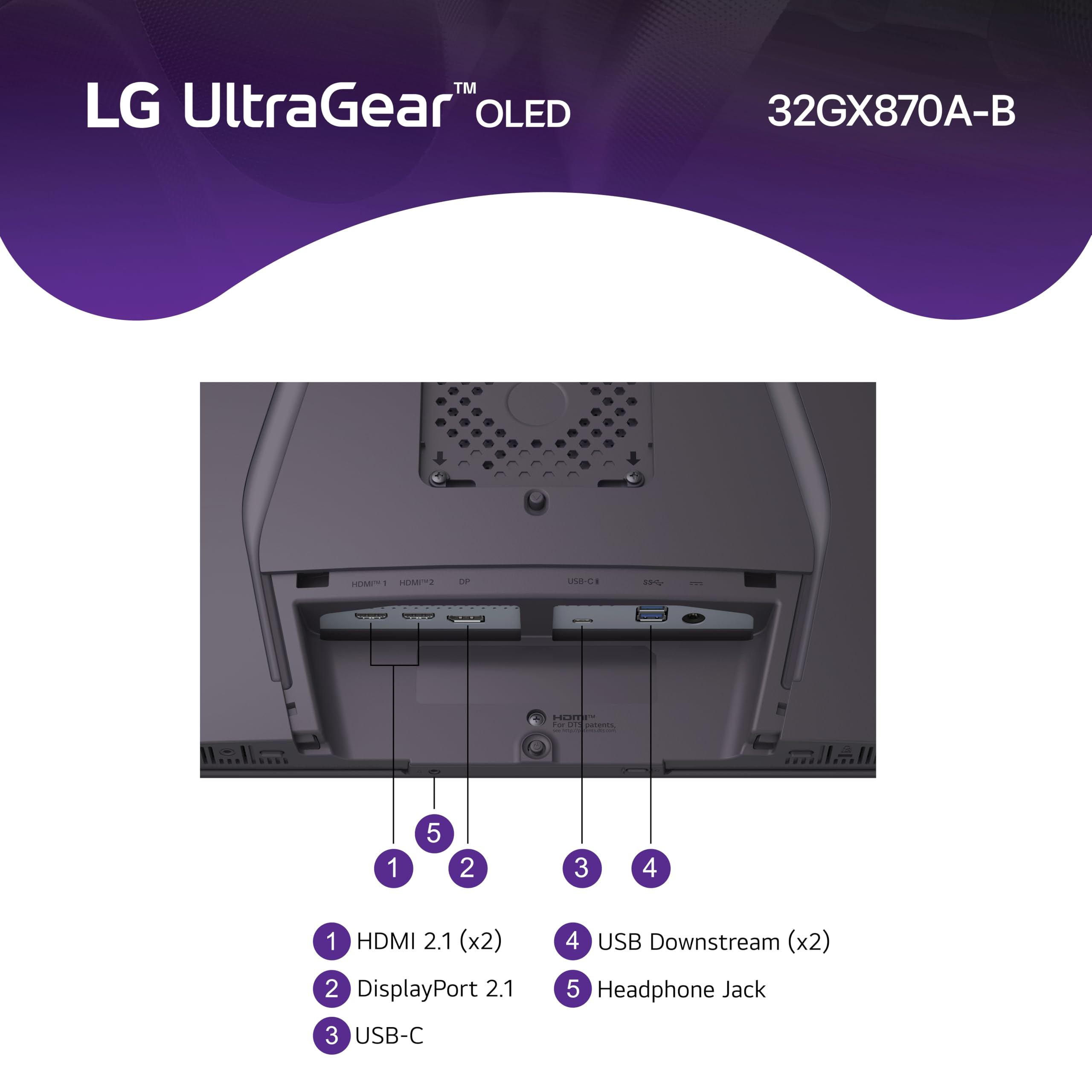 LG 32GX870A-B Monitor de Jogo OLED Ultragear 4K UHD (3840 x 2160