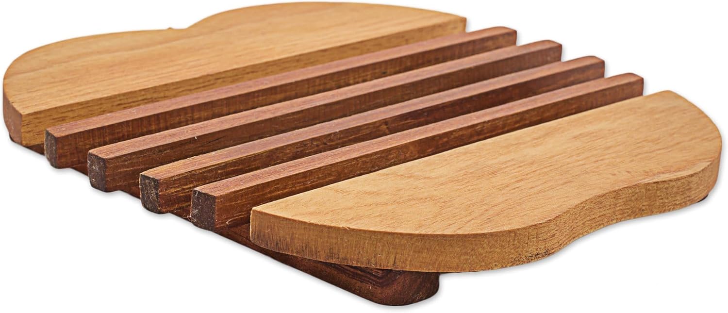 NOVICA Brown Handcrafted Reclaimed Cedar Wood Apple Shaped Trivet Hot Plate , 'Sweet'