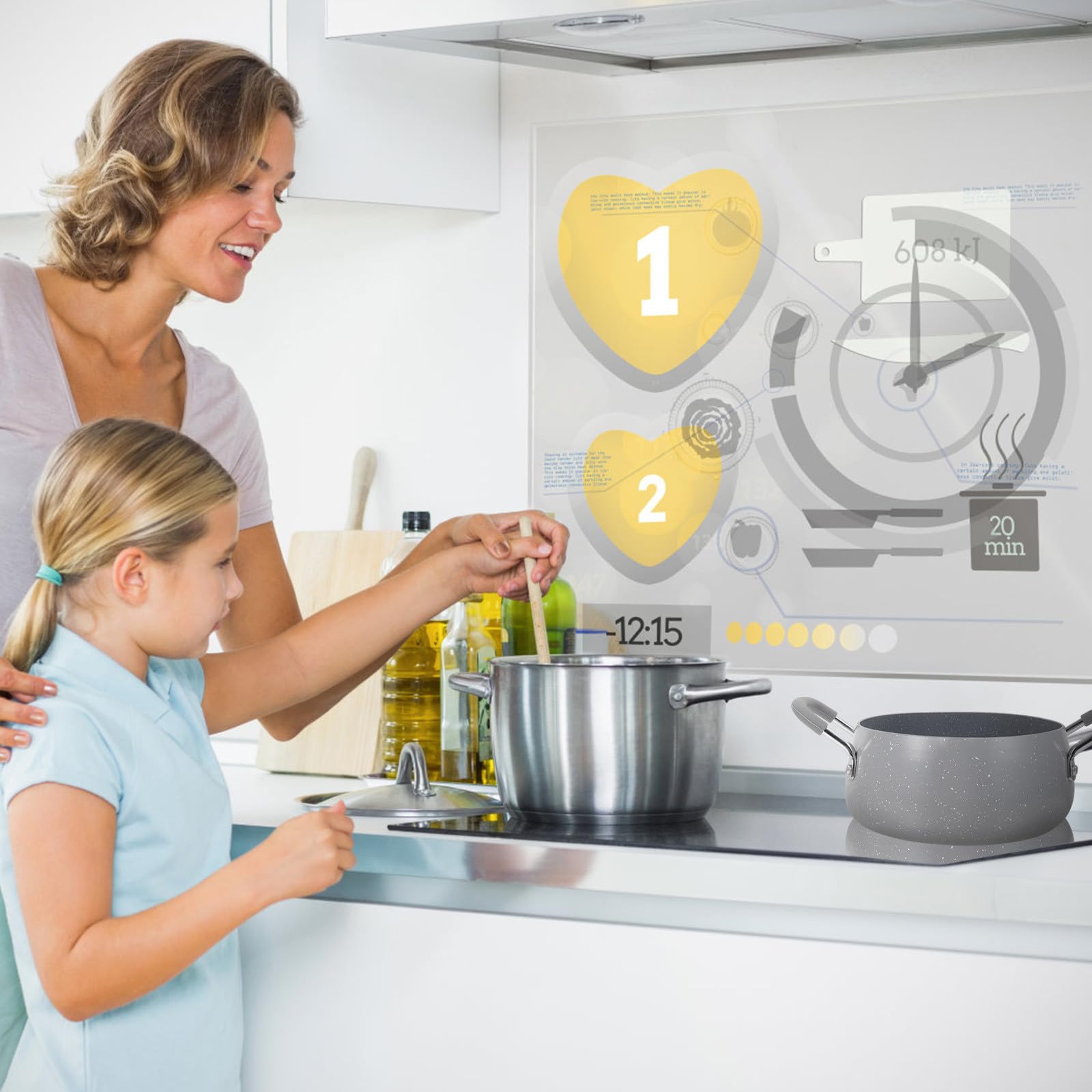Gadpiparty Mini Sartén para Freír Tempura de Acero Inoxidable con Doble Asa
