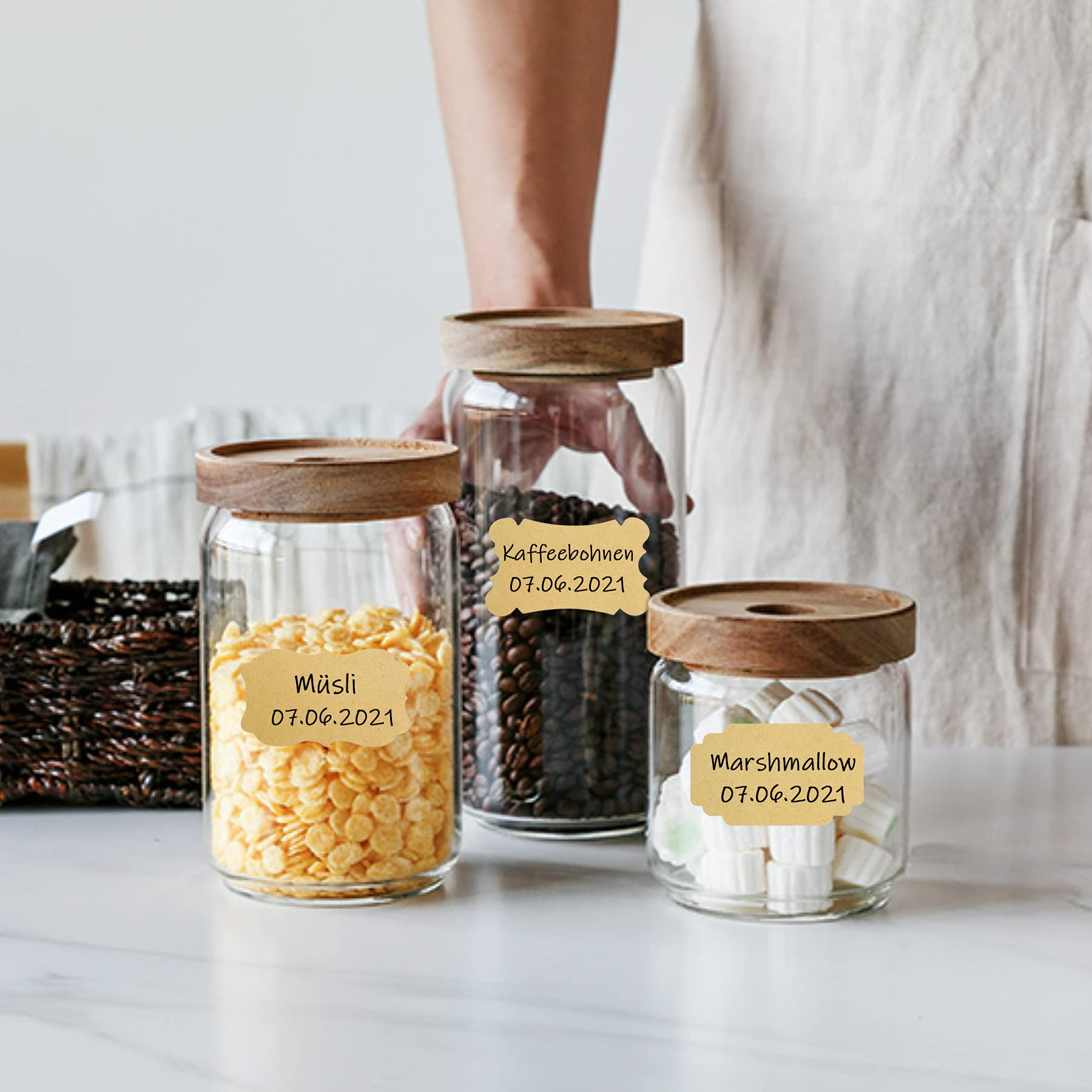 Dreamark 320 Stück Etiketten Selbstklebend Klebeetiketten für Gläser Gewürzetiketten Kraftpapier Aufkleber für Flasche, Dosen, Marmelade, Geschenkdekoration Geschenkaufkleber (10 Blätter) Bürobedarf & Schreibwaren