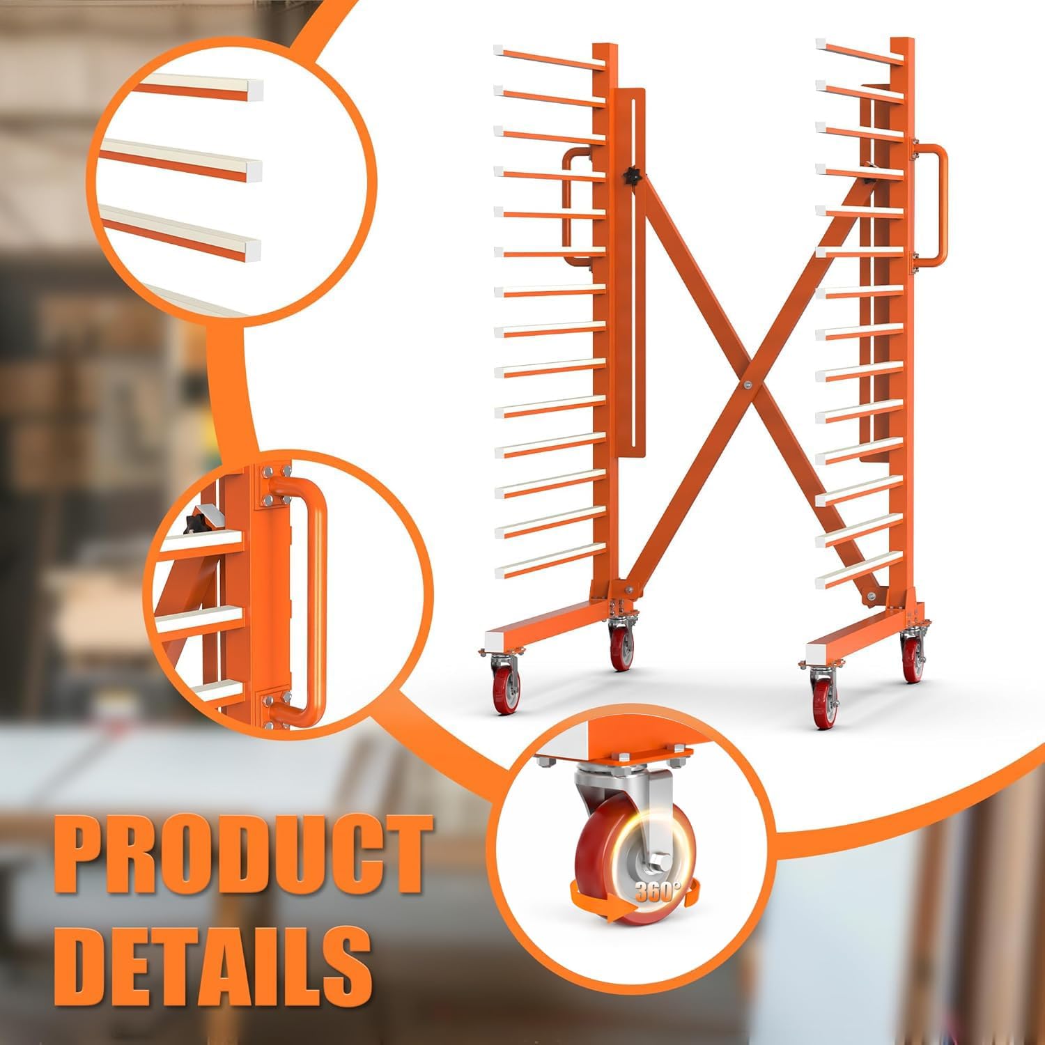 15-Level Paint Drying Rack for Cabinet Doors (Expandable 12"-58") - 1650lbs Heavy Duty Cabinet Drying Rack with 3.1" Spacing - Rolling Stand for Professional Woodworking