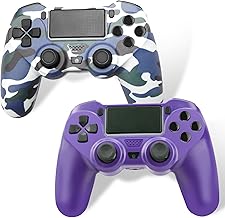 eeidc 2 Pack Wireless Controller for PS4, Remote Control for Playstation 4/Slim/Pro with Double Shock/Audio/Six-axis Motion Sensor(Purple and Blue Camo)