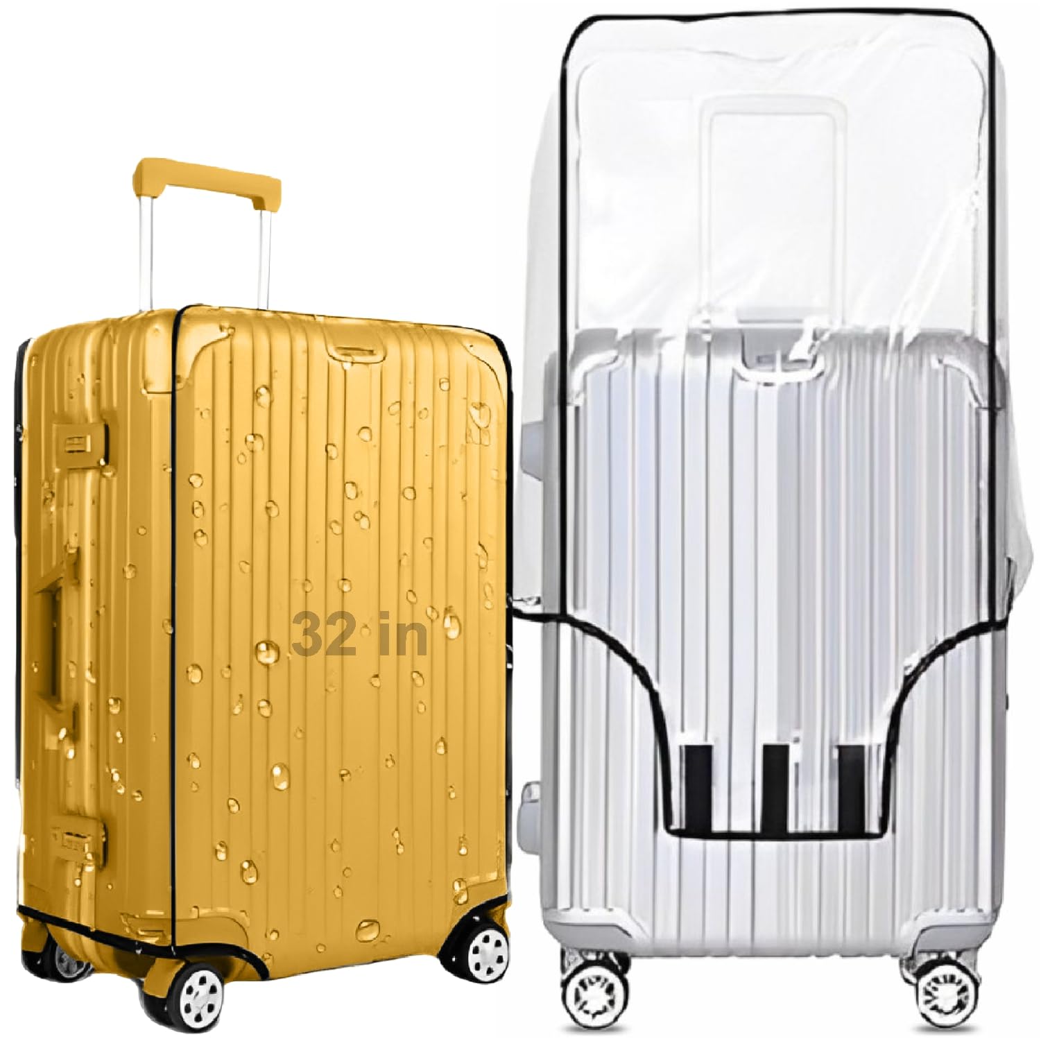 32 inch Trolley Bag Cover/Waterproof Dustproof Luggage Bag Cover/Zippered Clear PVC Suitcase Covers Protectors (Set of 1)