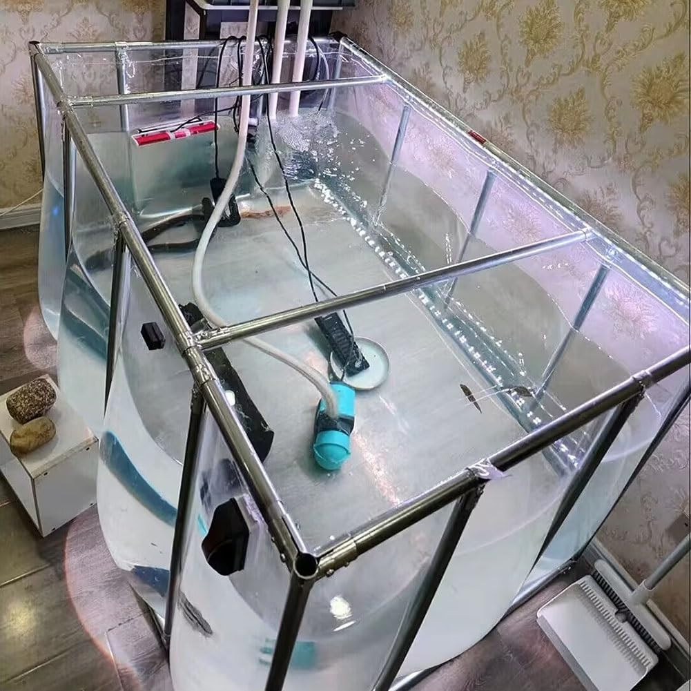 Generico Laghetto per Carpe Koi Fuori Terra con Finestra Trasparente, Acquario temporaneo da Esterno 1,5x1,5 m, Facile da Montare con valvola di Scarico, Ideale per acquari, Piscine e Decorazioni da