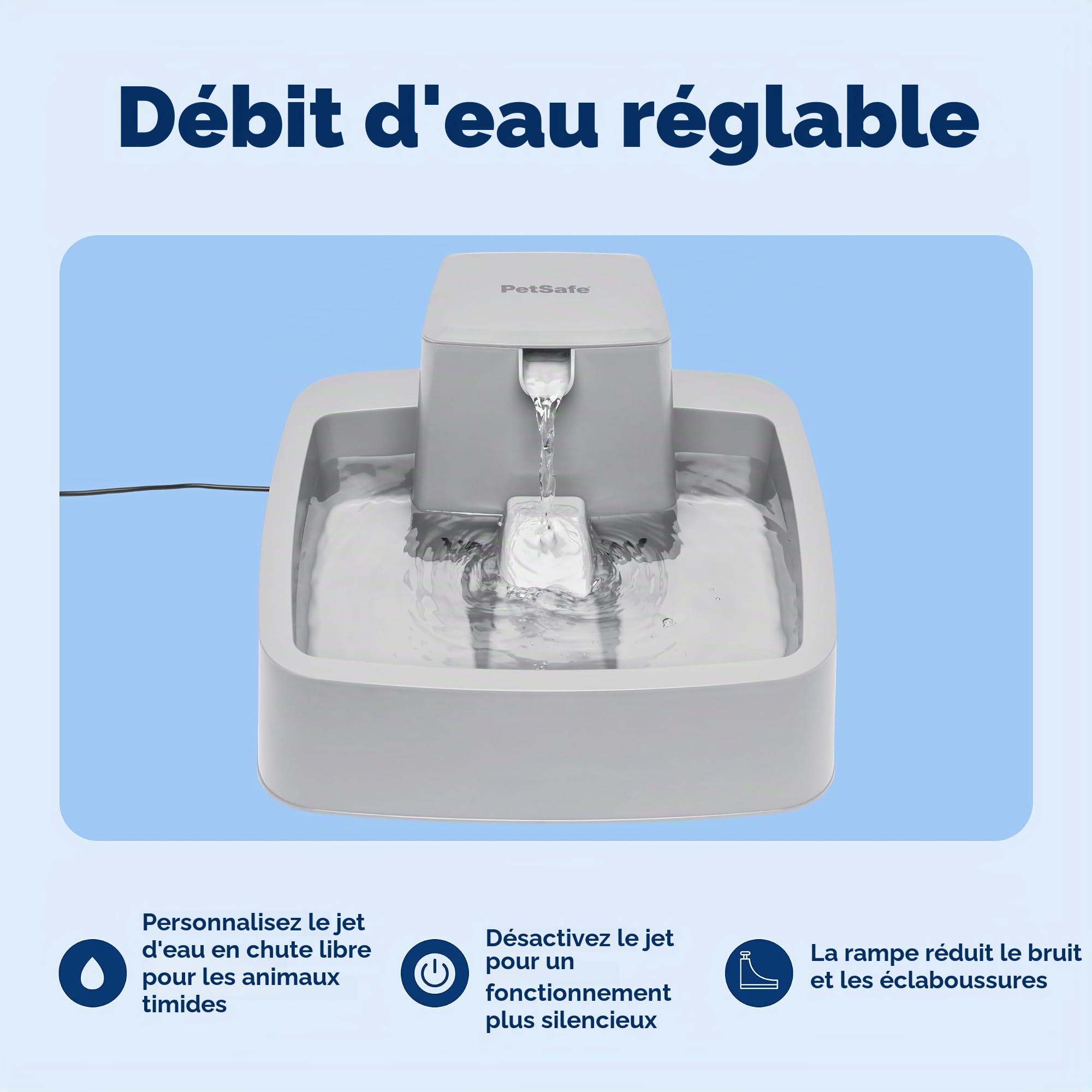 PetSafe Oasys Fontaine à Eau pour Chat ou Chien de Taille Moyenne, Distributeur d'eau filtrée Lavable au Lave-Vaisselle avec contrôle du débit, filtres Inclus, Facile à Nettoyer