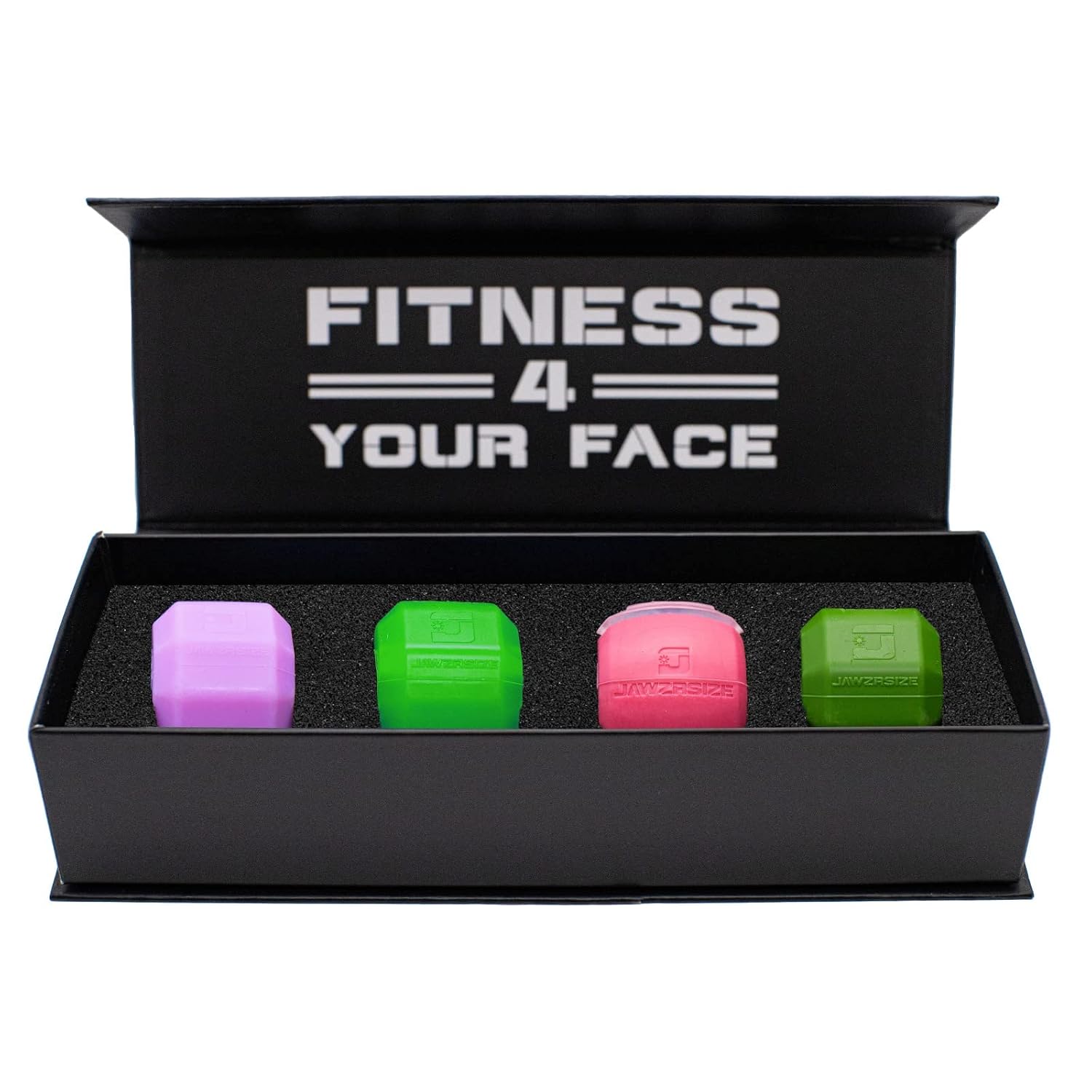 Jawzrsize Pop 'N Go and Custom Fit Jaw Enhancer - Jaw, Face, and Neck Exerciser, Helps Reduce Stress and Cravings - Facial Exercise (Total Contouring Kit, Pink & Green)