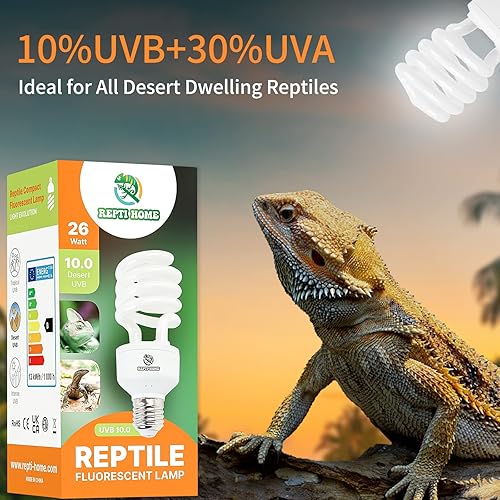 Miniatura 16 de Luz de reptil UVB 10.0, 13 W Desert UVA UVB Bombilla para reptiles, lámpara compacta de terrario del desierto, bombilla UVB reptil para dragón