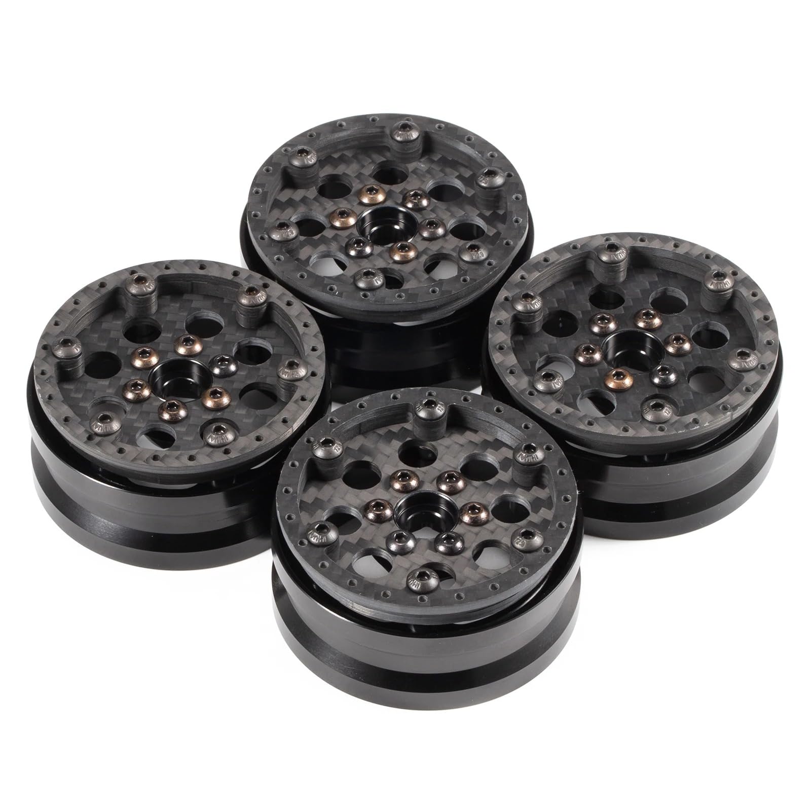 HooCrawler 1.9 Inch Carbon Rims Beadlock Wheels Adjustable Offset Ultra Lightweight for 1/10 RC Crawler LCG Chassis SCX10 Capra TRX4 VS4-10 H10 (Type B)