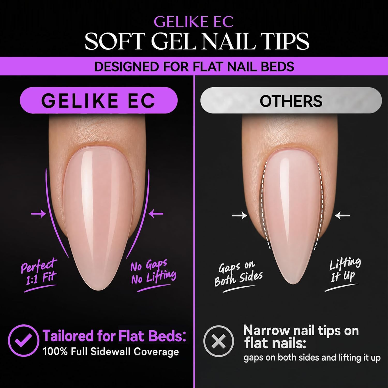 Gelike Unghie finte 550 pcs nail tips (AMANDE MOYENNE)