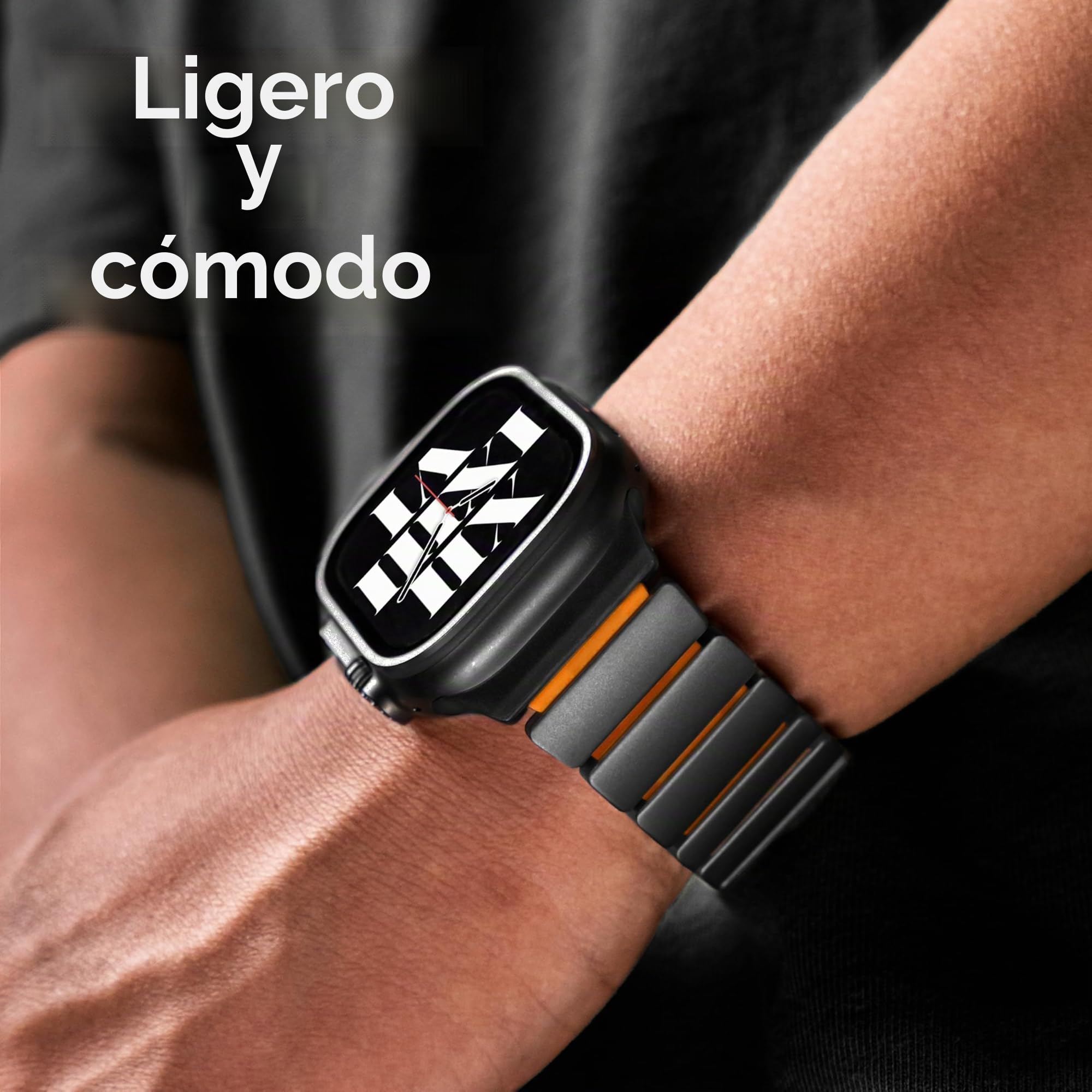 Pulsera de titanio compatible con Apple Watch Ultra 3/2/1 49 mm, doble capa de silicona de titanio, cierre magnético de repuesto para iWatch Series11