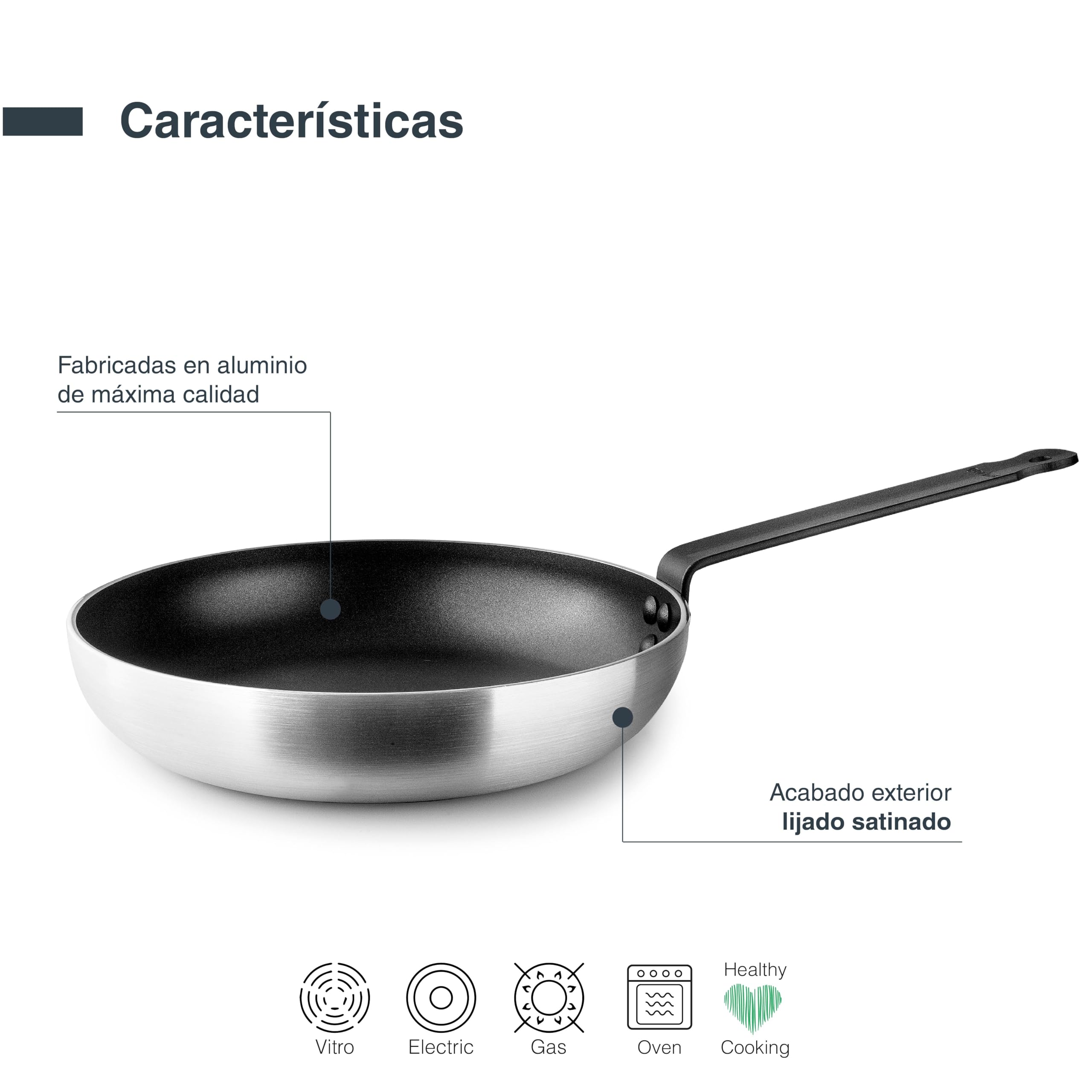 Garinox - 14740 - Sartén Antiadherente Kai, Sartén Aluminio, Antiadherente ILAG ULTIMATE, Mango Hierro Forjado, Máxima Durabilidad y Resistencia, Libre de PFOA, Apta para horno, Ø40 cm