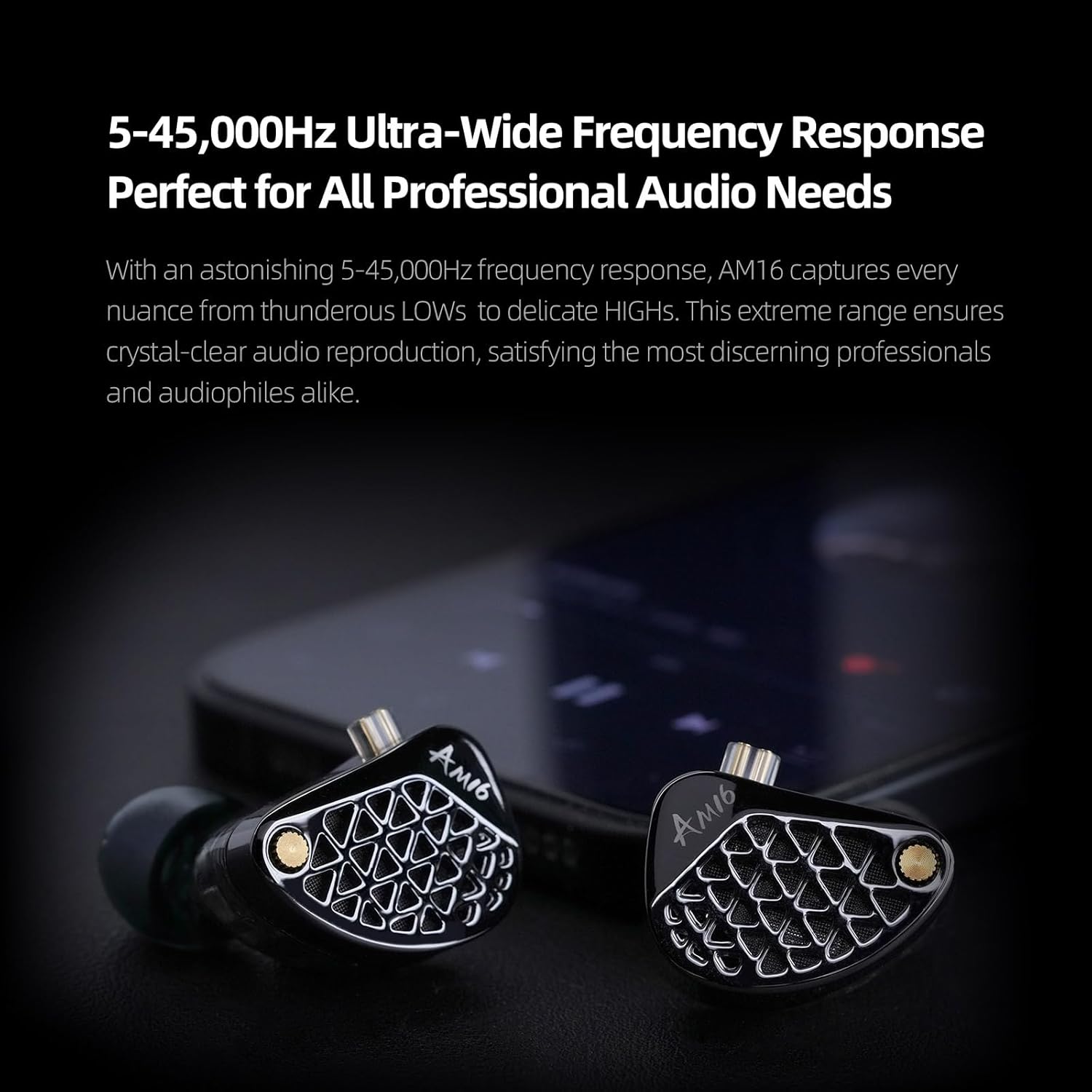 KZ AM16 in Ear Monitor Headphones 16BA Drivers HiFi IEM Earphones High Clarity Gaming Earbuds Clarity in All Frequency Stereo Sound Comfortable Headphones for Musicians (Deep Base, Nomic)