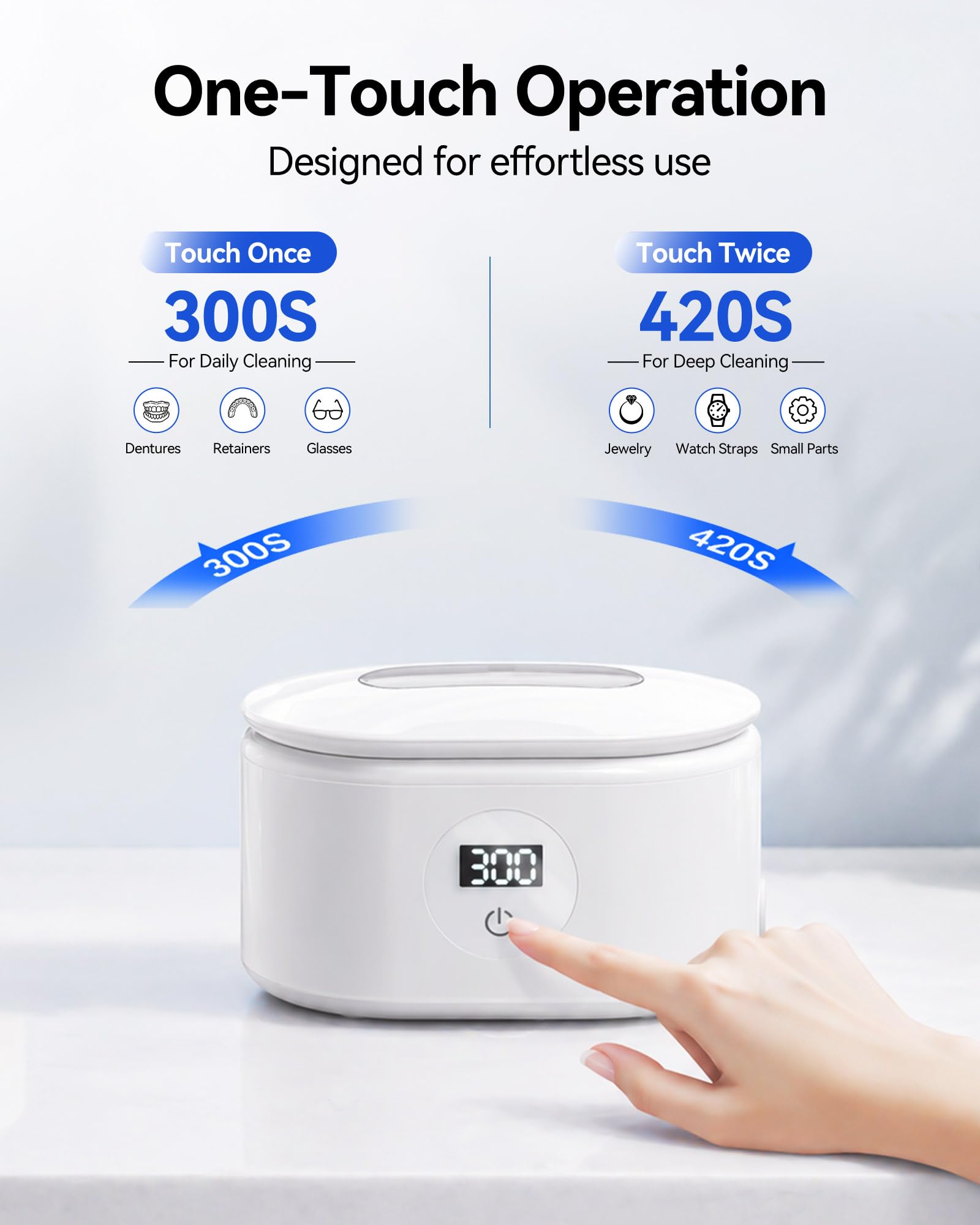 Miorcols Limpiador ultrasónico de joyas, máquina limpiadora ultrasónica con pantalla LED digital, tanque de acero inoxidable 304 de 20 onzas para joyas, lentes, relojes, prótesis, retenedores y más | Gran capacidad