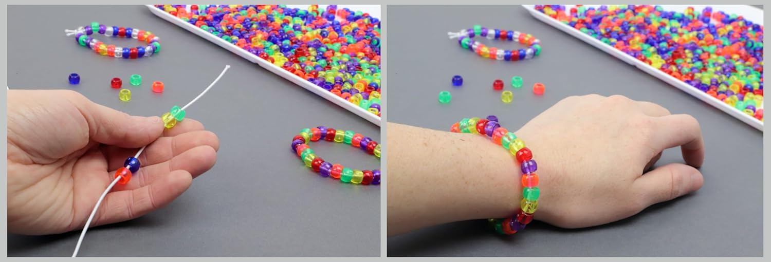 Pony Beads, 6x9mm, Transparent Blue, 750pc – Bracelet Making Kit for Jewelry and Kandi Crafts – Bulk Craft Beads for Friendship Bracelets and DIY Projects - Image 4