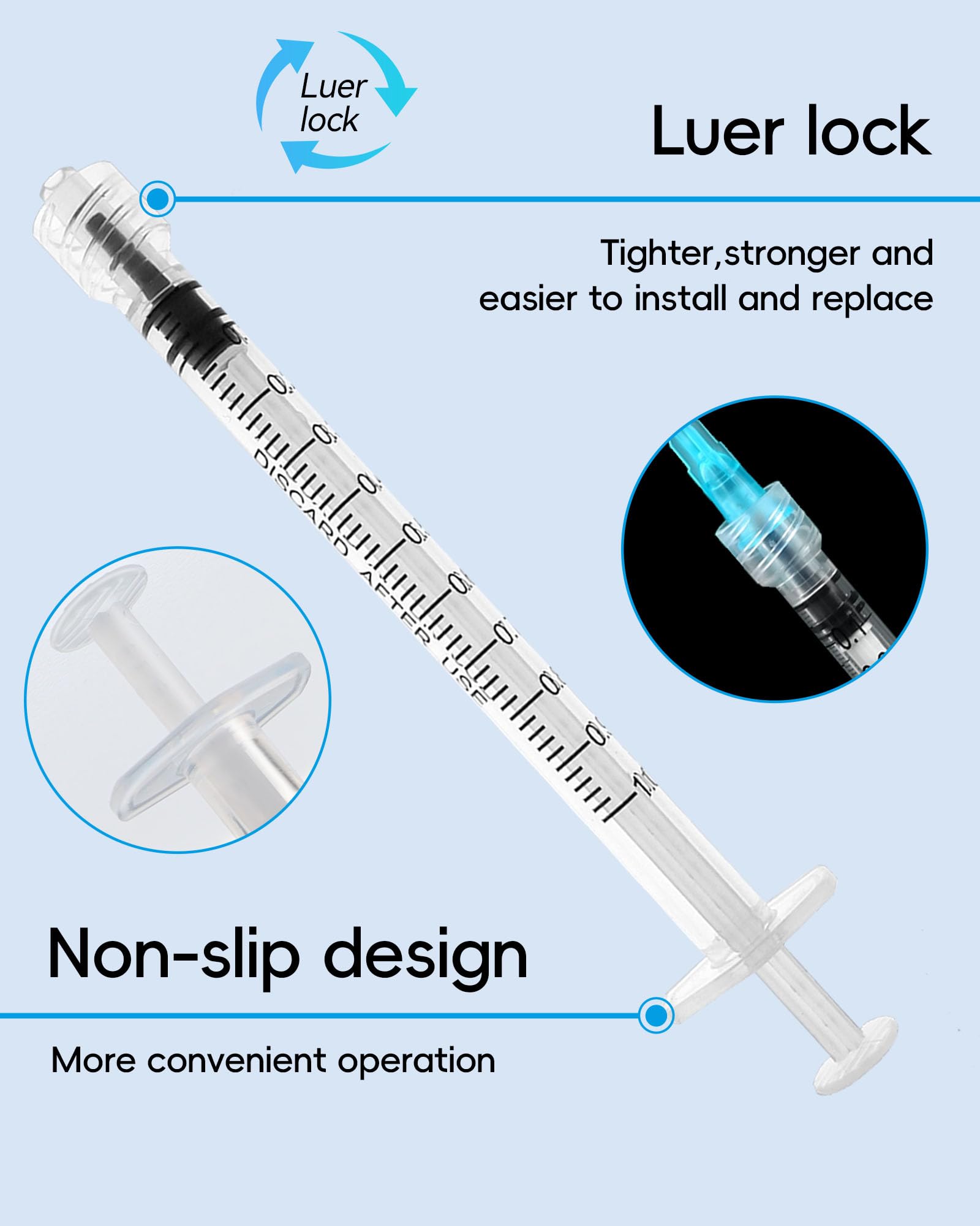 Strzykawka Luer Lock 1 ml bez igły – plastikowe strzykawki 1 cm³, sterylna, pojedynczo uszczelniona, opakowanie 100 sztuk