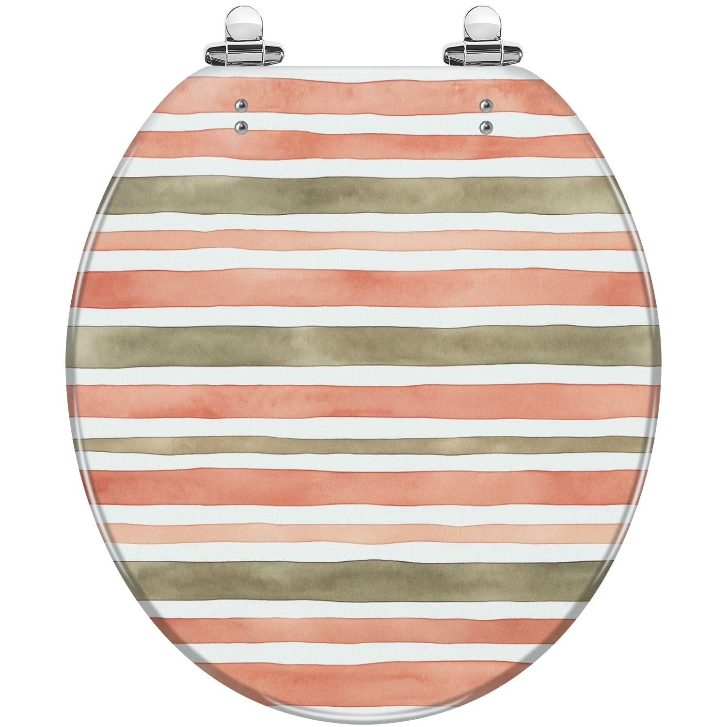 Gutuyehkea Multi5 Vibrant Neon Stripes Elongated Toilet Seat Pink Purple Resin Slow Close Lid Quick-Release Hinges Easy Clean(,16.5X14.5)