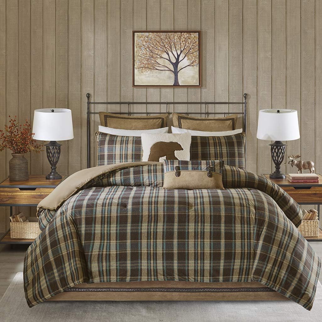 WoolrichRustic Lodge Cabin Comforter Set - All Season Down Alternative Warm Bedding Layer and Matching Shams, Oversized Queen, Hadley Plaid, Multi