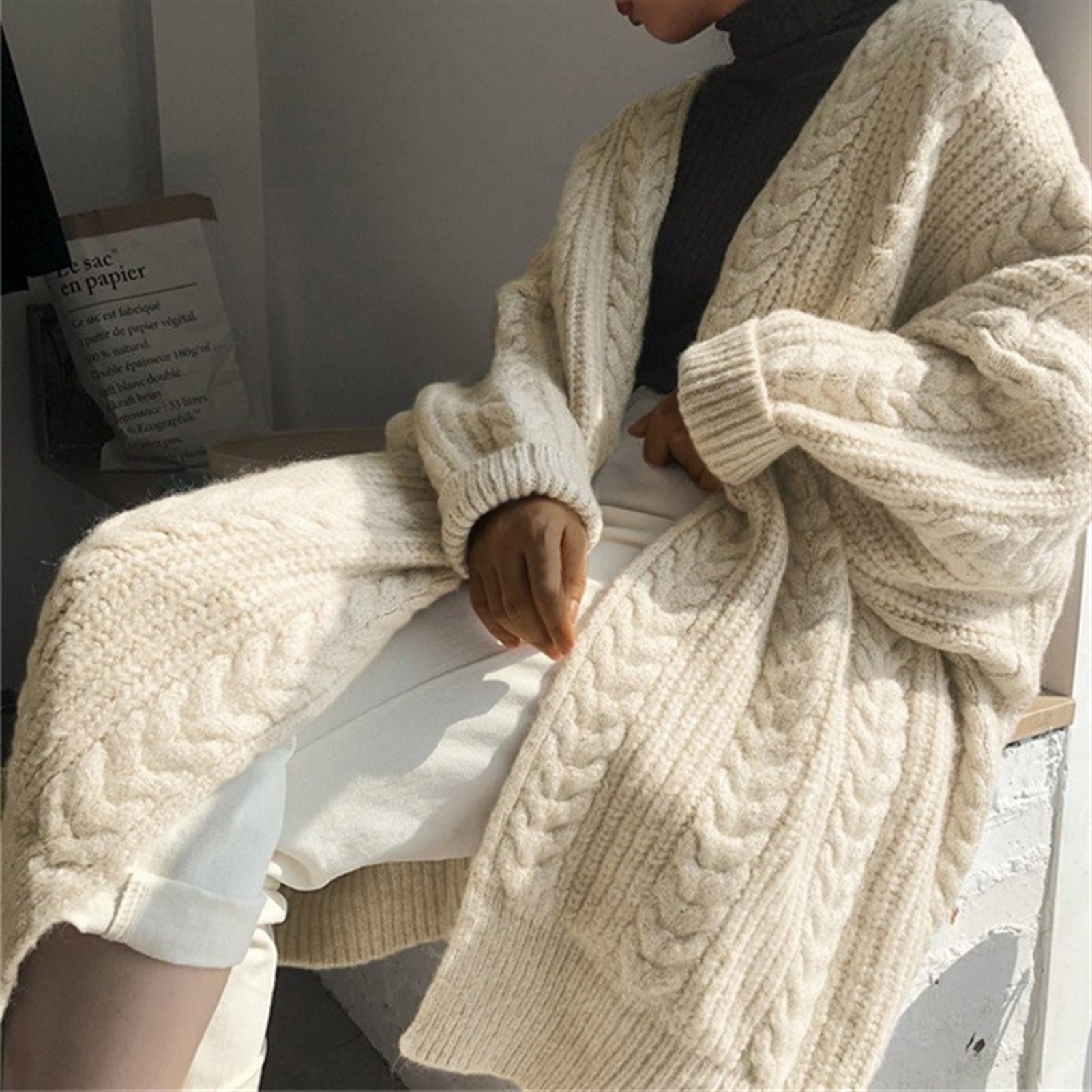 Nowy Casual Długi Sweter Z Dzianiny Topy Damskie Luźny Sweter W Stylu Vintage Solidny Sweter Oversize Modne Ciuchy Sweater
